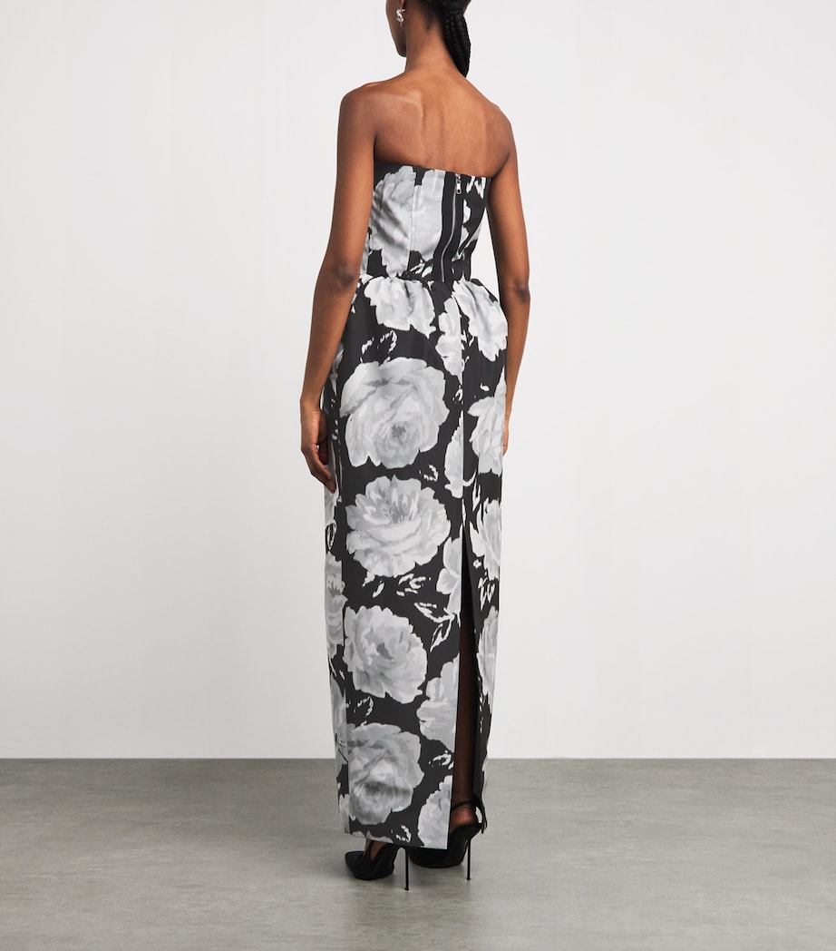 Patou Womens Floral Bustier Strapless Gown Night Garden Image 4