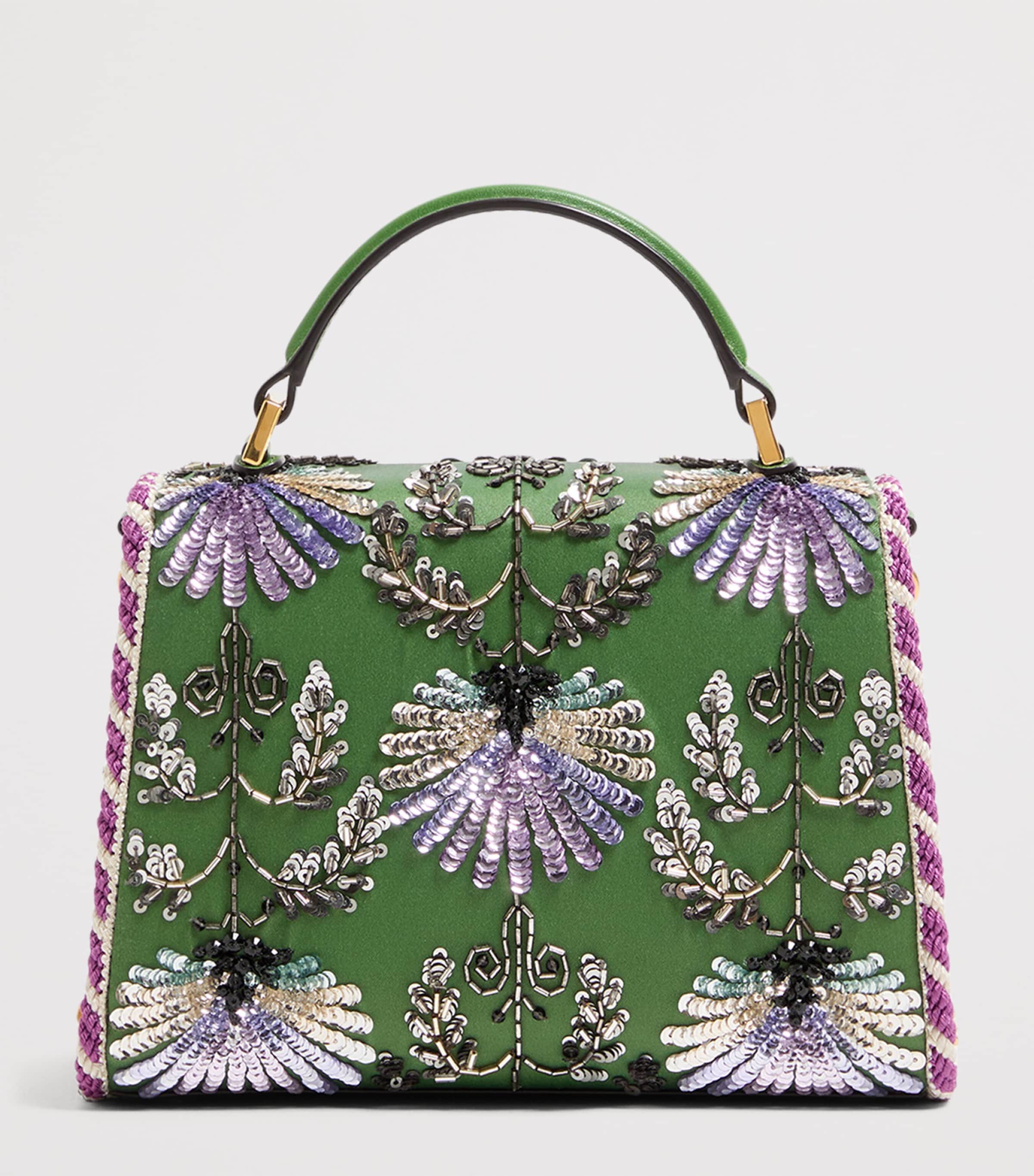 Valentino Garavani Green Mini Leather Embellished Top-Handle Bag