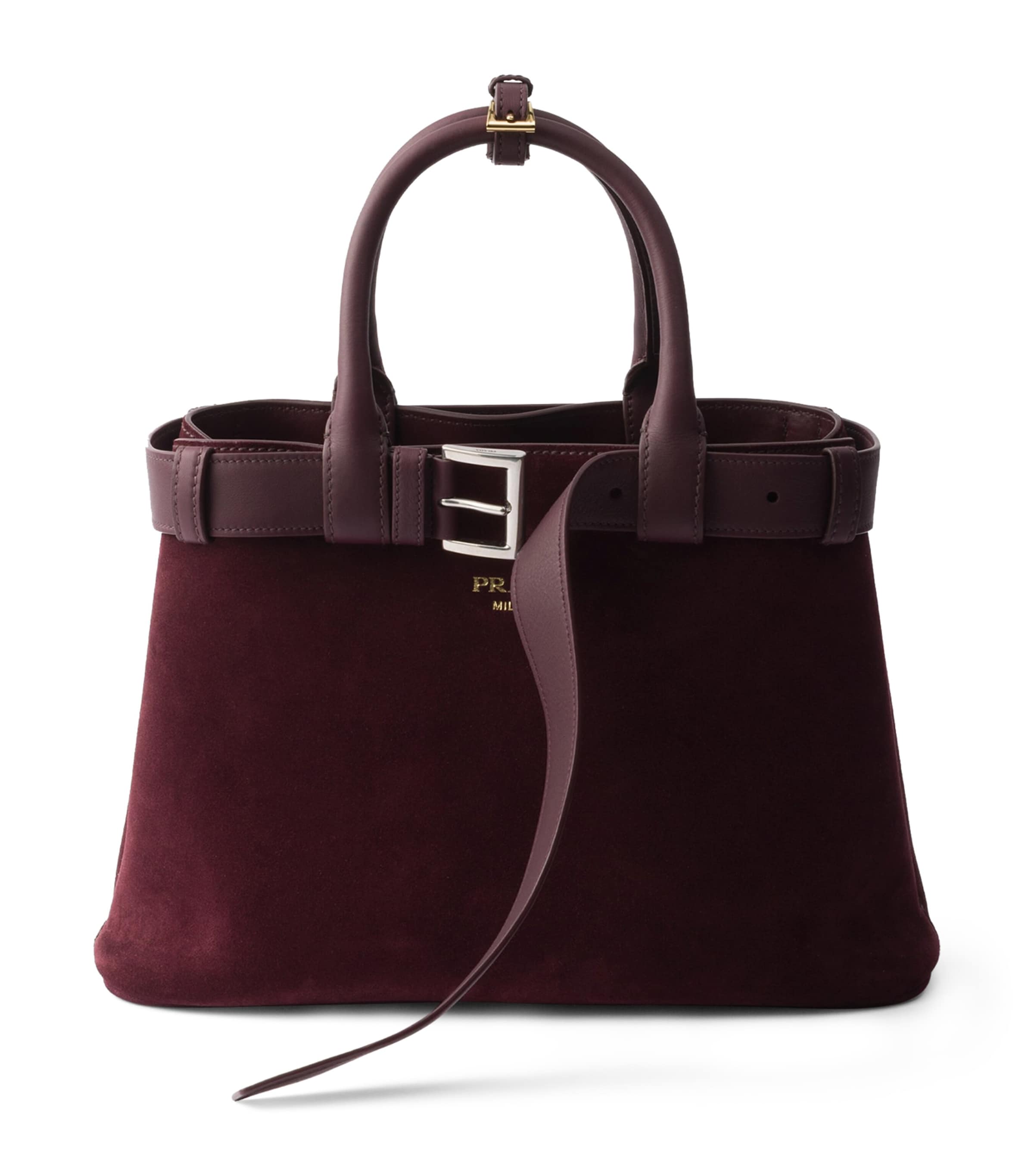 Prada Medium Suede Buckle Tote Bag