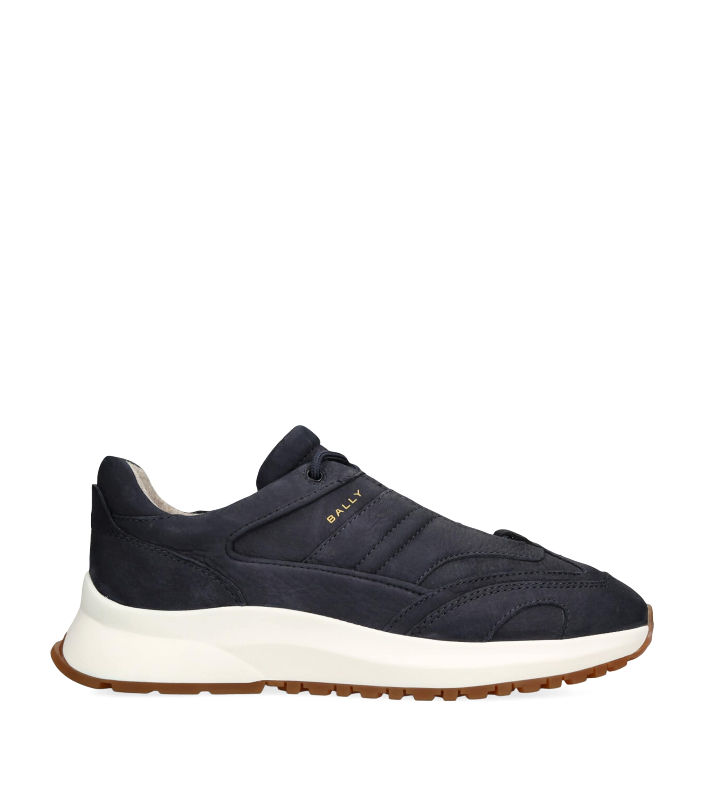 Bally Nubuck Leather Outline Sneakers In Navy