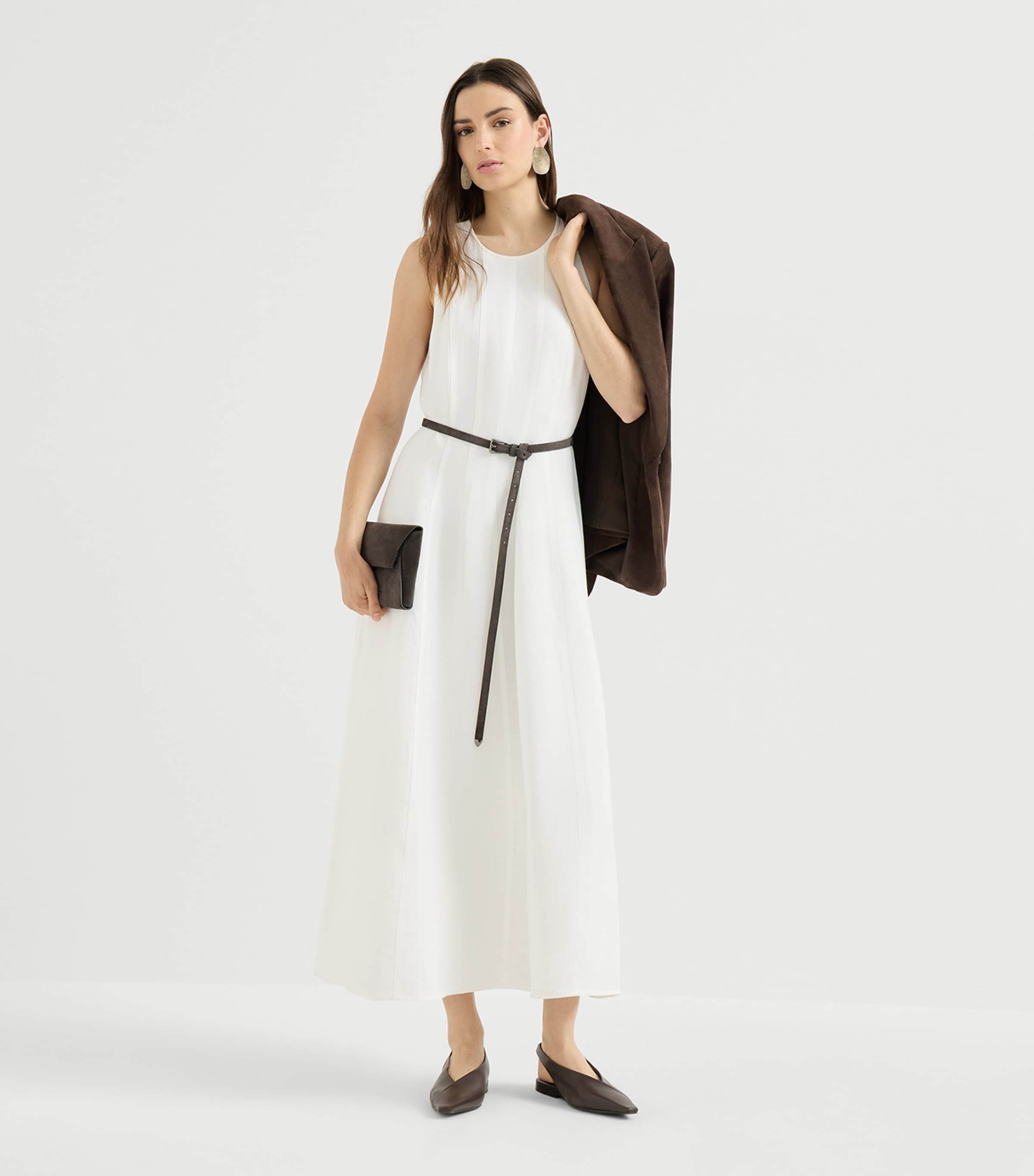 Brunello Cucinelli Womens Twill Maxi Dress Image 3