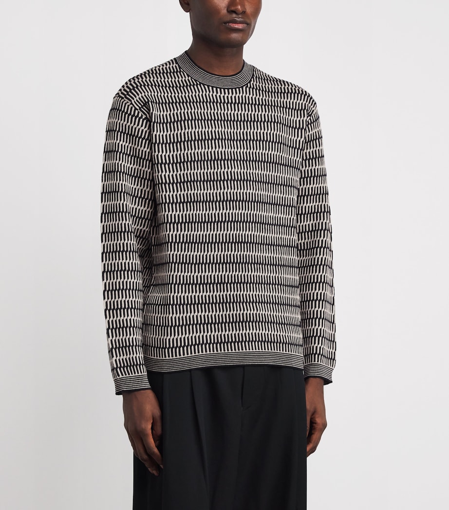 Virgin Wool Geometric Jacquard Sweater FB072 Image 3