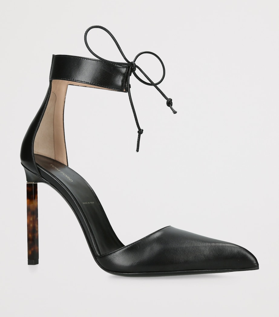 Leather Ankle Strap Pumps 105 BLACK Image 3