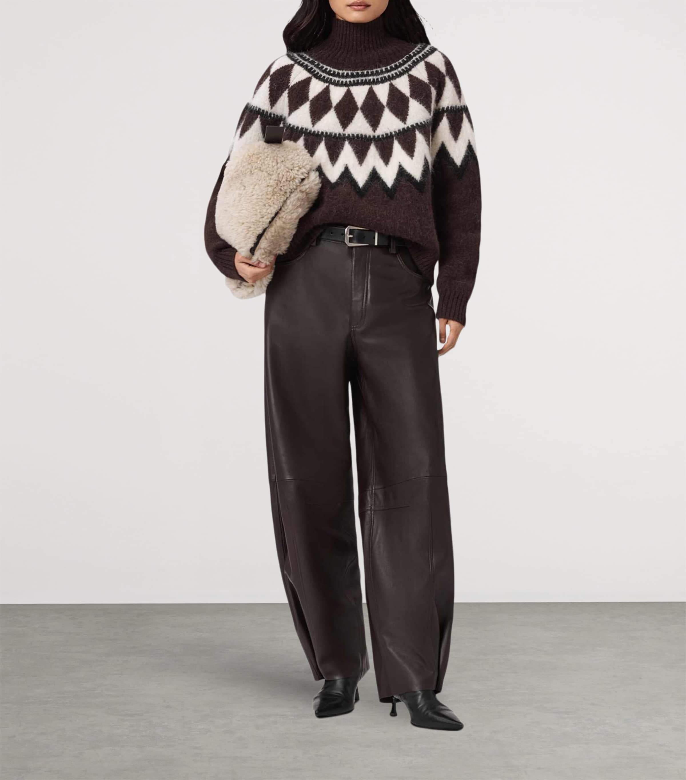 Wool-Blend Fair Isle Tara Sweater OXBLOOD RED Image 3