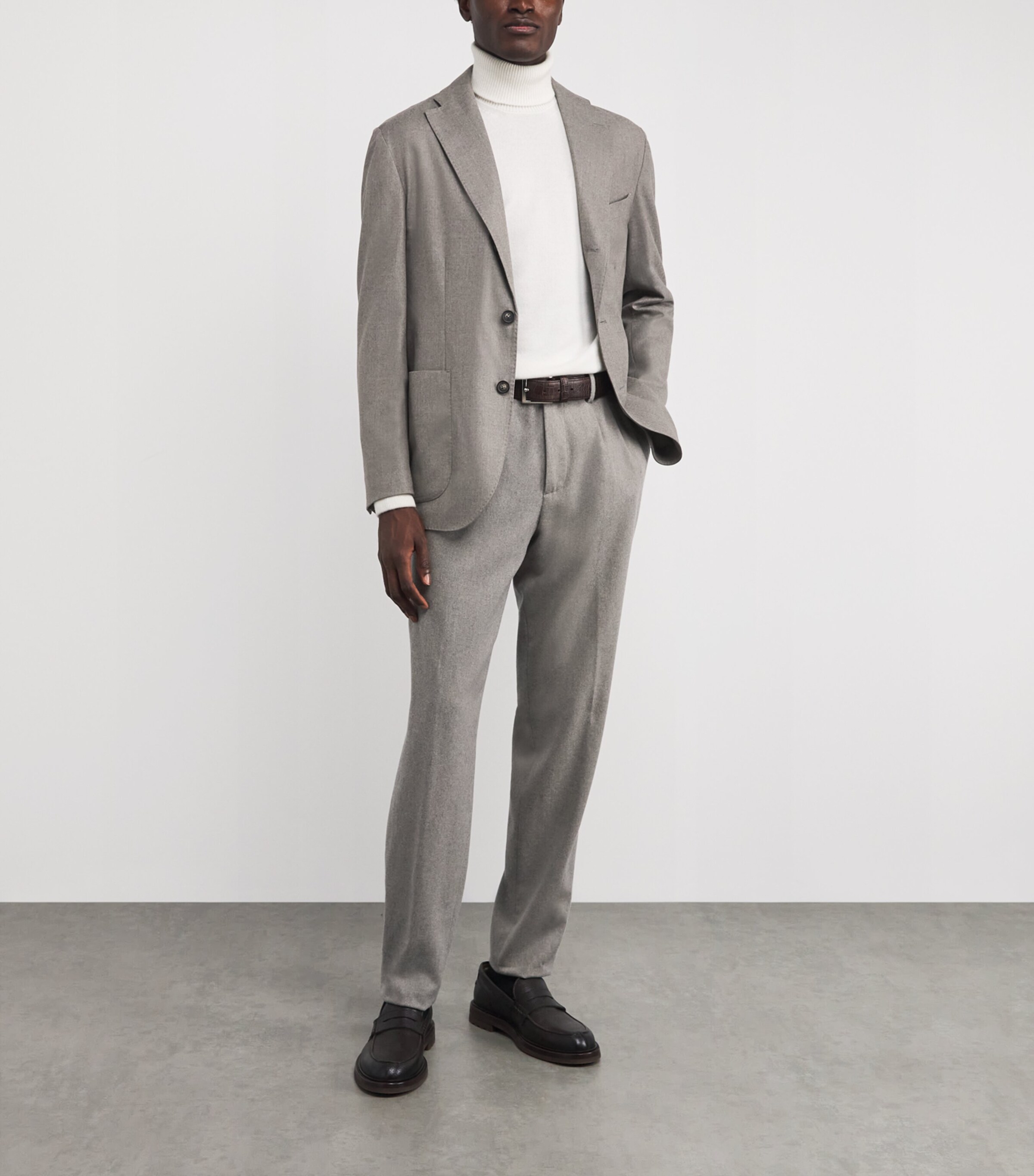 Eton Mens Wool Flannel Soft Blazer Beige Wool Image 2