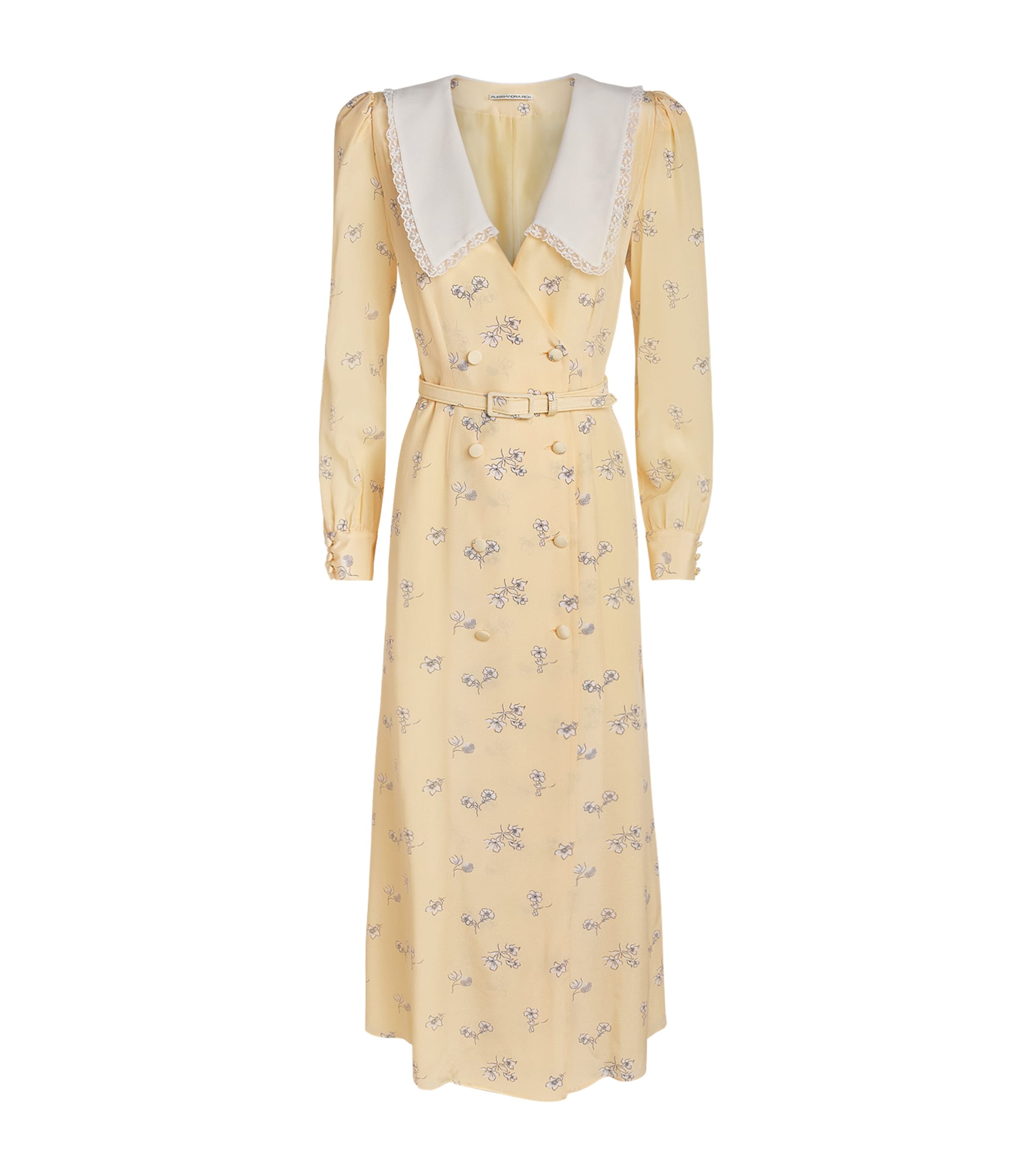 Alessandra Rich Womens Silk Double-Breasted Midi Dress Pale Yellow Image 1