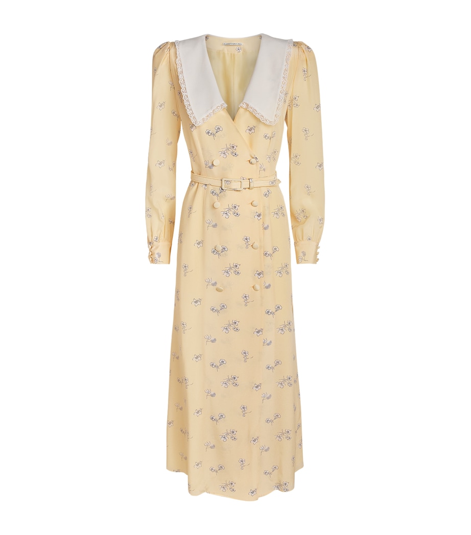 Alessandra Rich Womens Silk Double-Breasted Midi Dress Pale Yellow Image 1