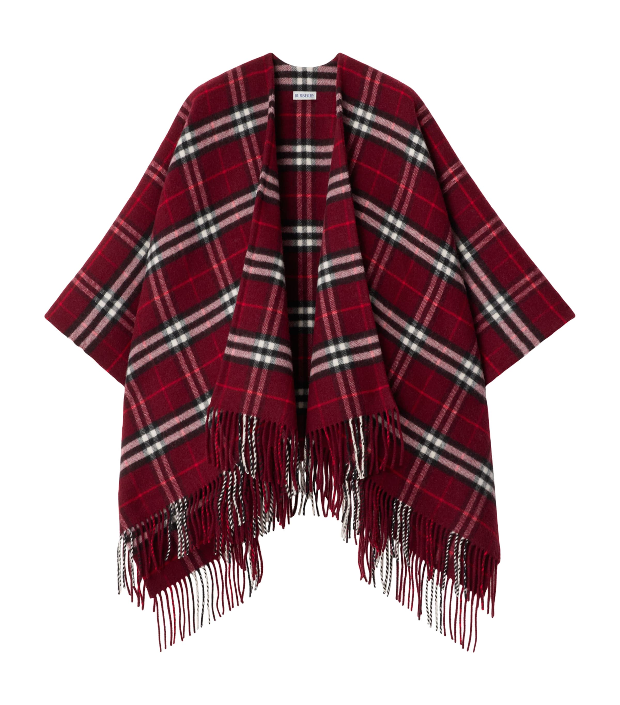 Burberry Wool-cashmere Check Cape In Red