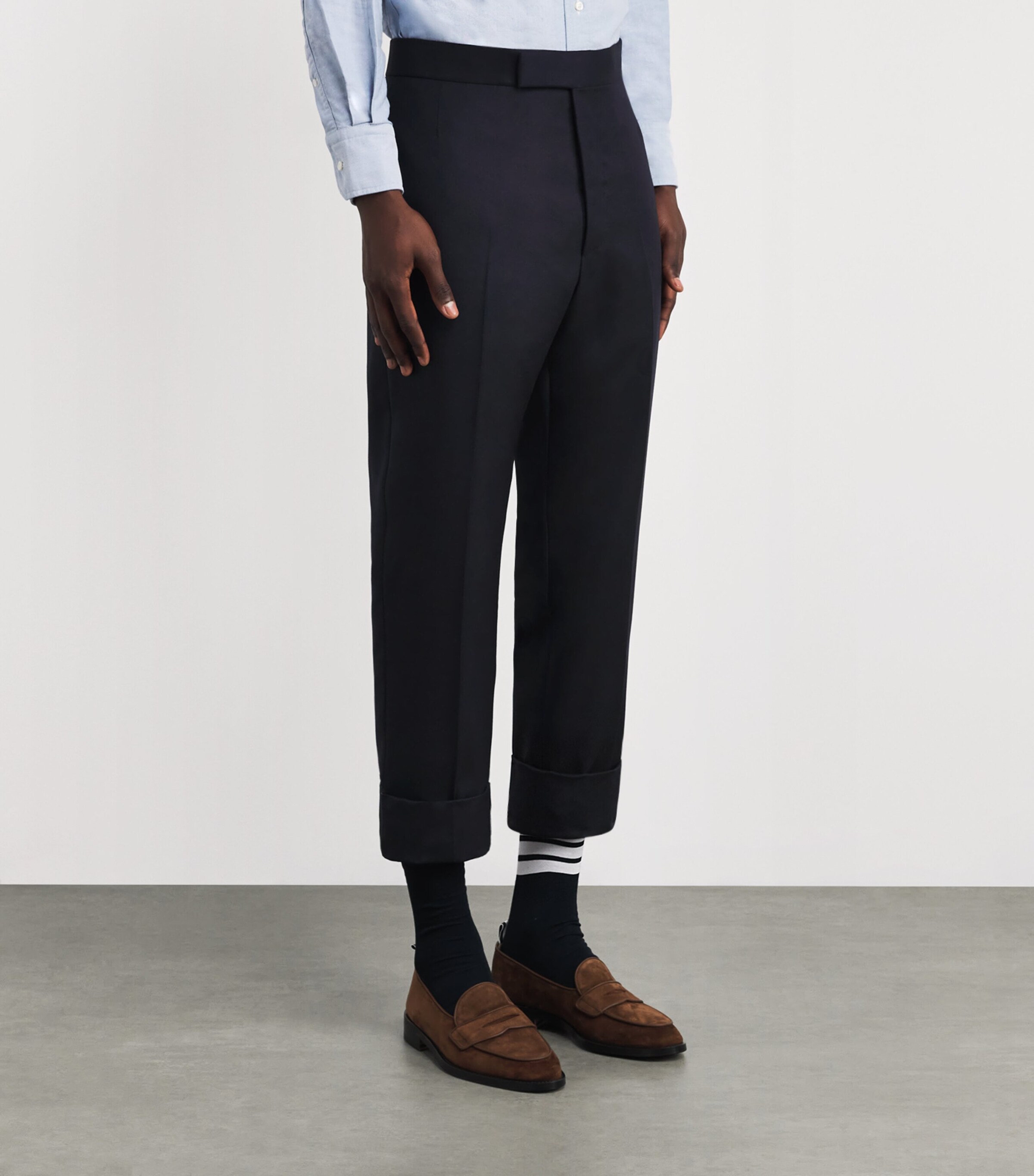 Thom Browne Mens Wool Tailored Trousers Navy Image 3