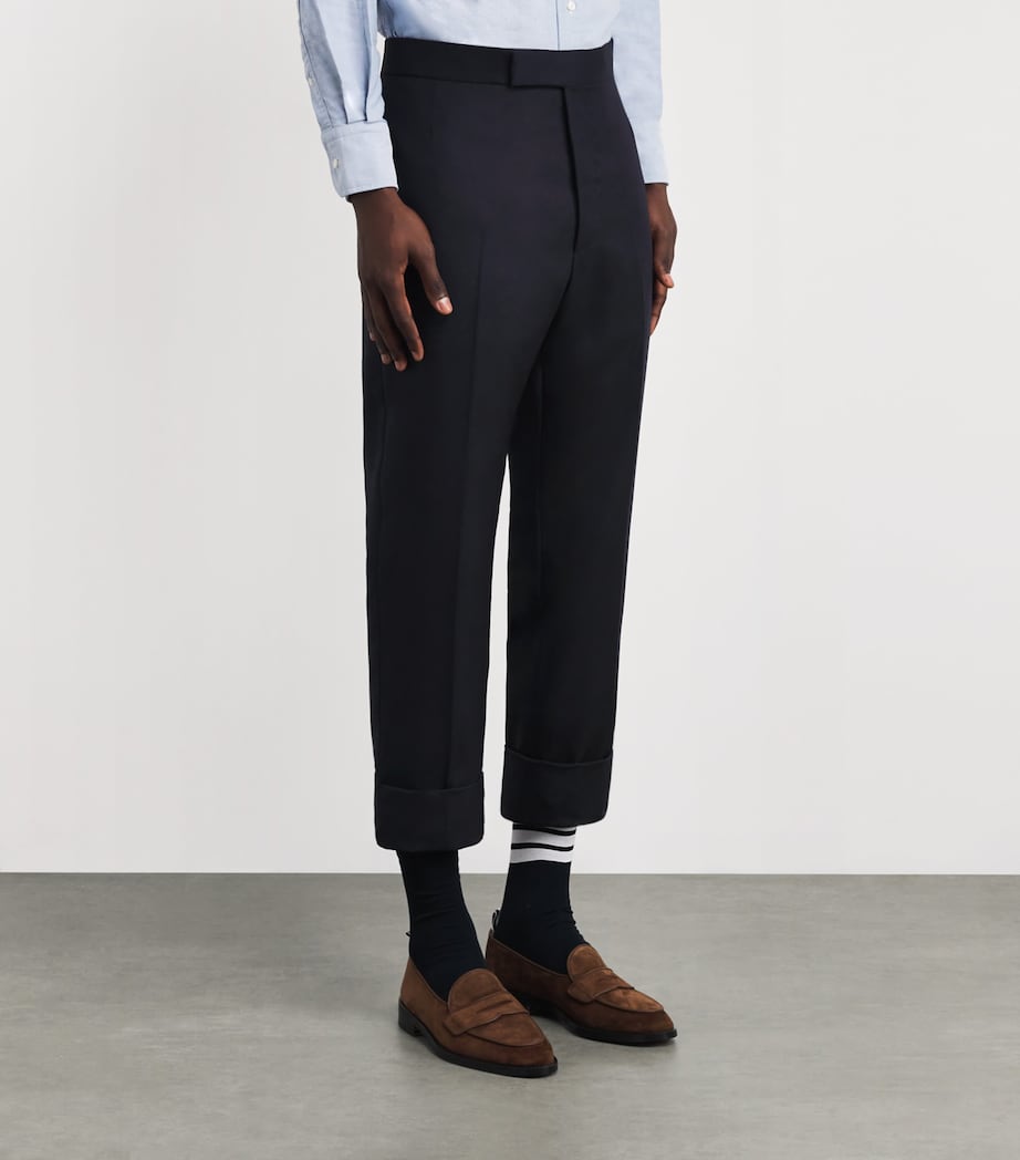 Thom Browne Mens Wool Tailored Trousers Navy Image 3