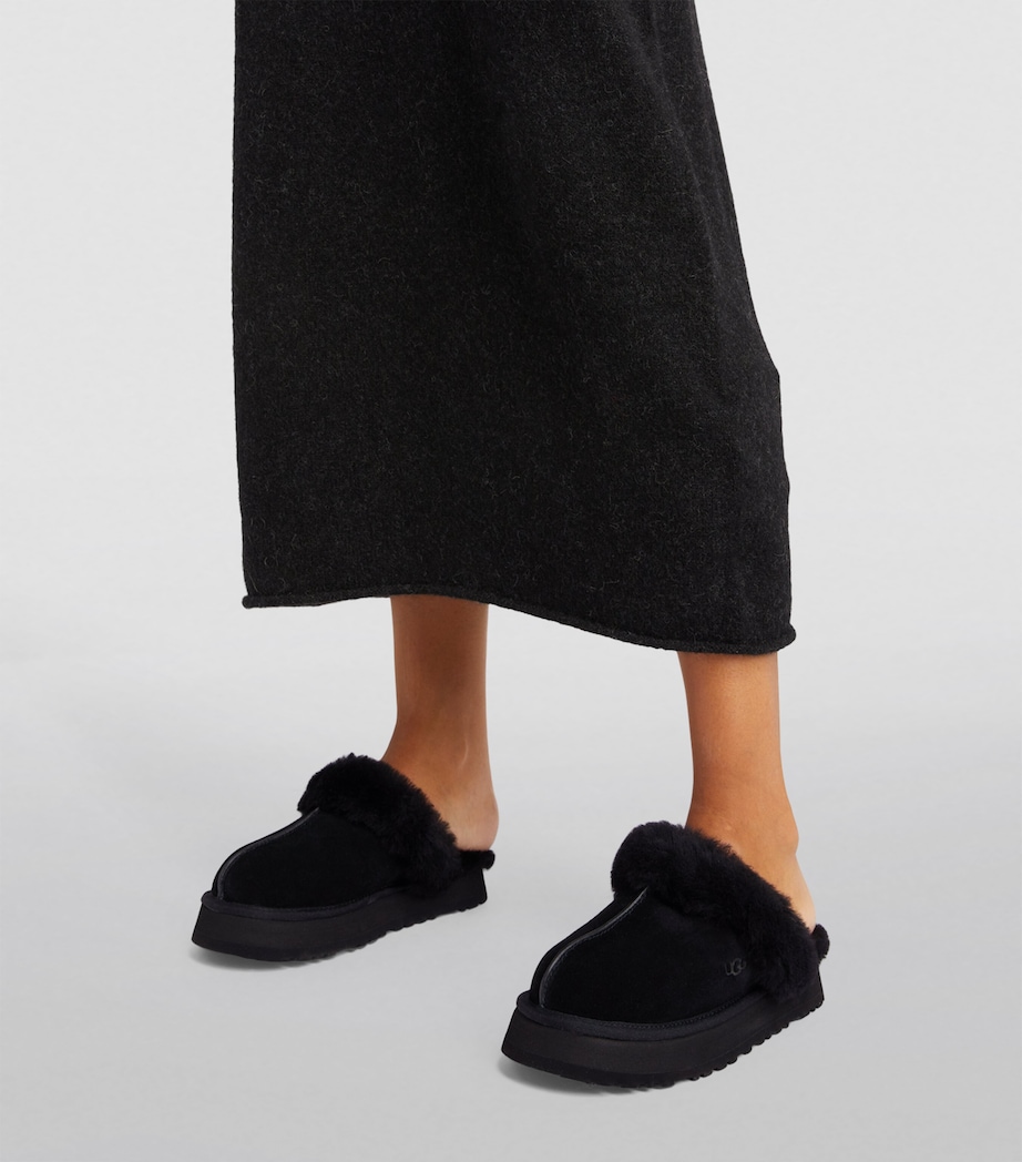 Suede Disquette Flatform Slippers BLACK Image 2