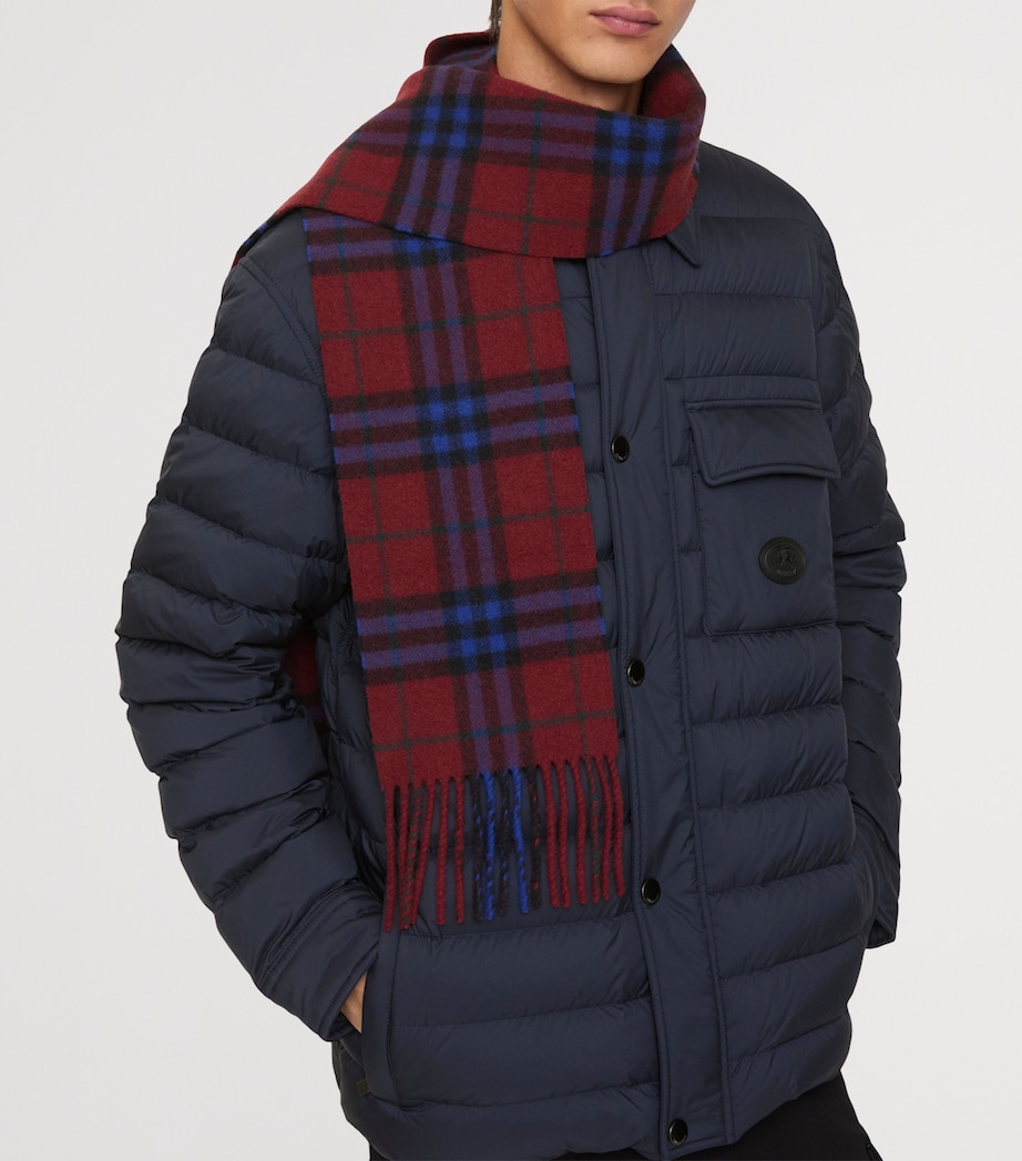 Cashmere Narrow Check Scarf SASH RED Image 6