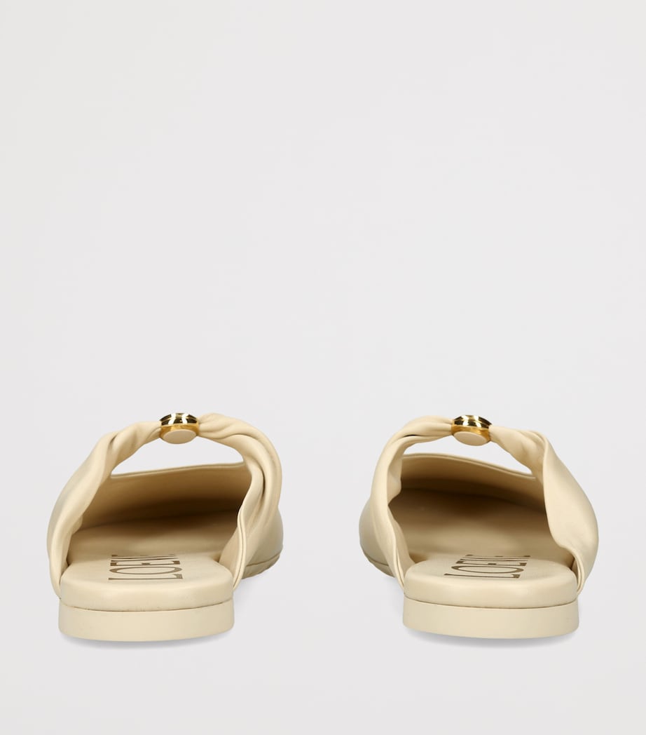 LOEWE Leather Pebble Mules Cream Image 4