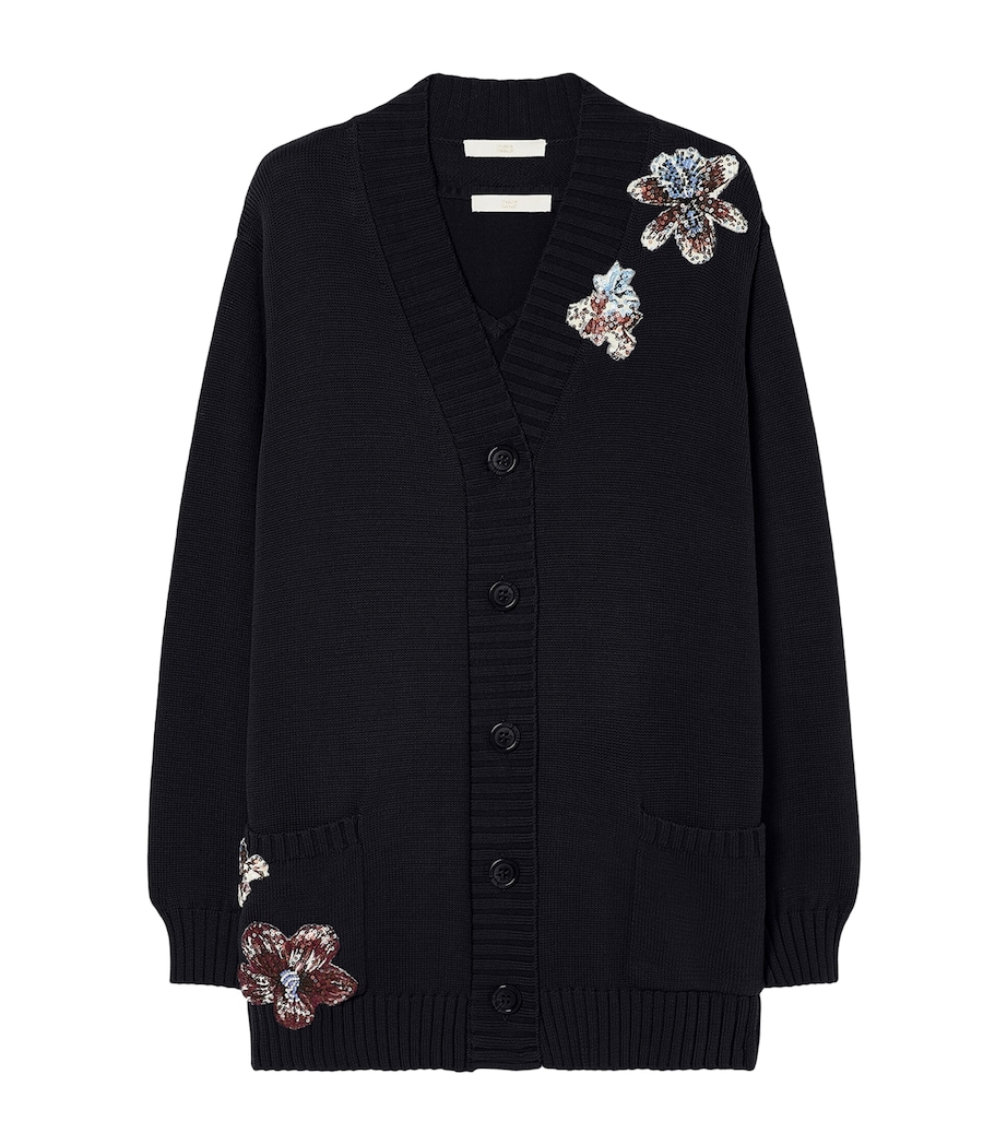 Marina Rinaldi Womens Cotton Embellished Top and Cardigan Set Midnightblue Image 1