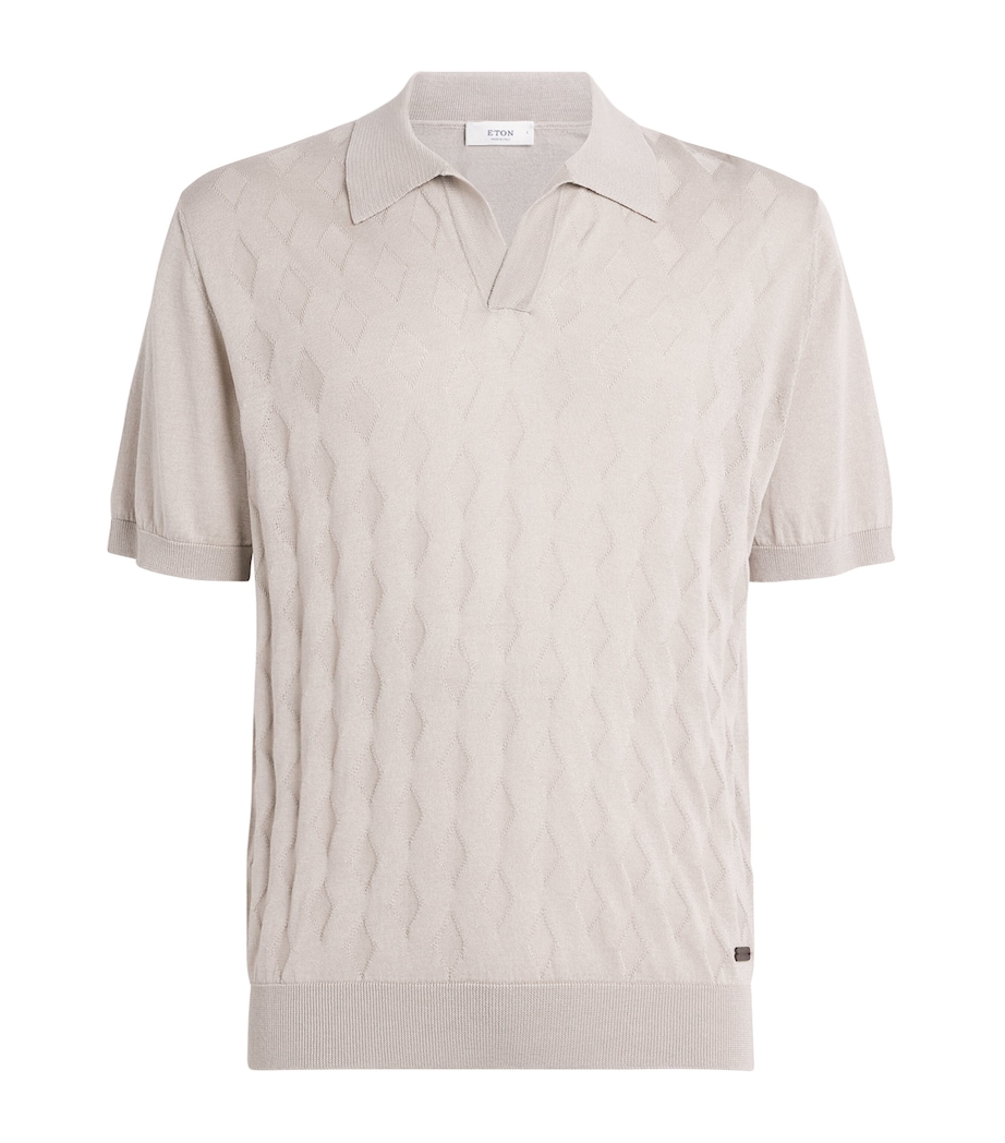Cotton-Silk Argyle Polo Shirt BEIGE COTT Image 1