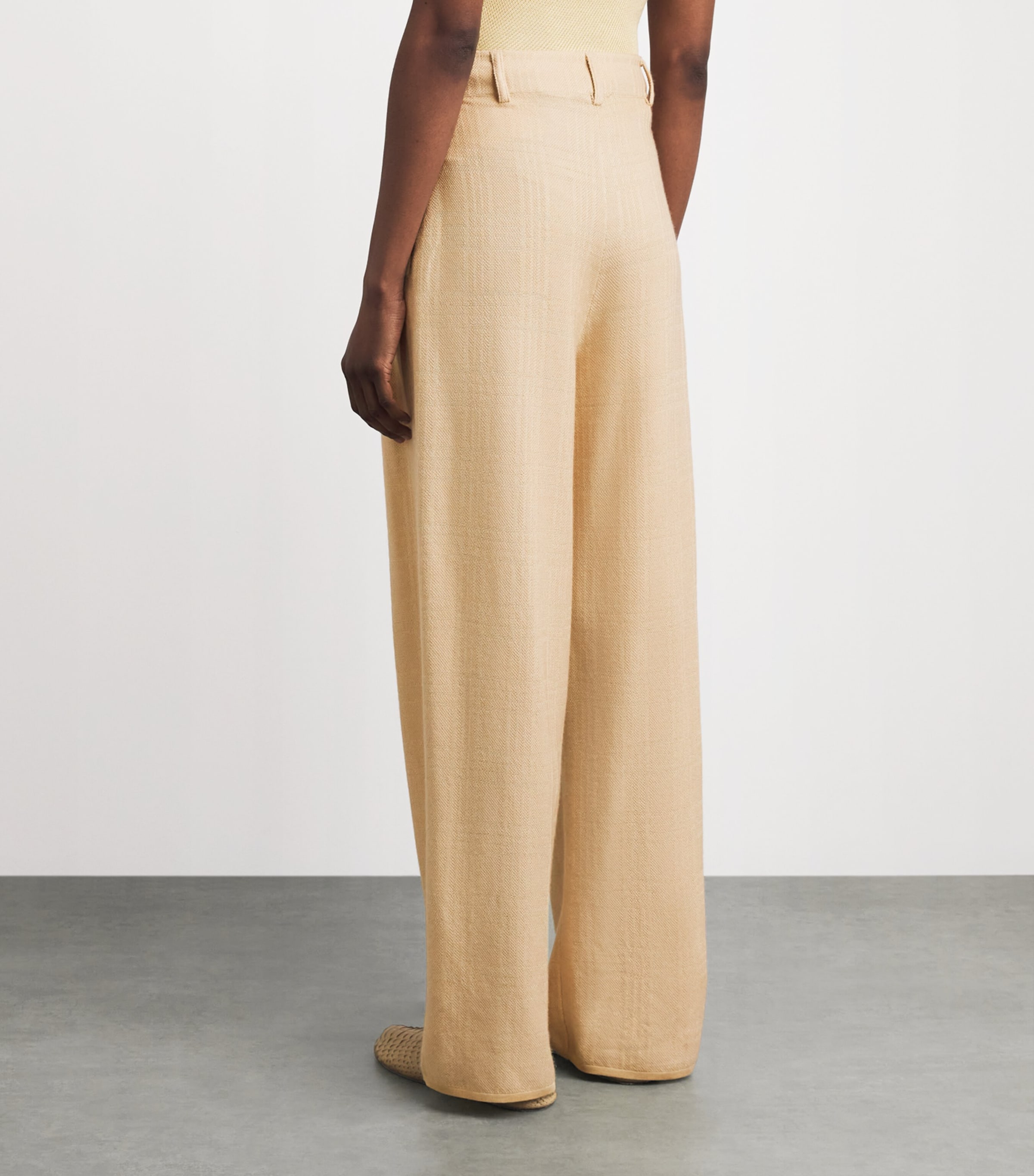 Colombo Womens Cashmere-Silk Wide-Leg Trousers Light Blue Image 5