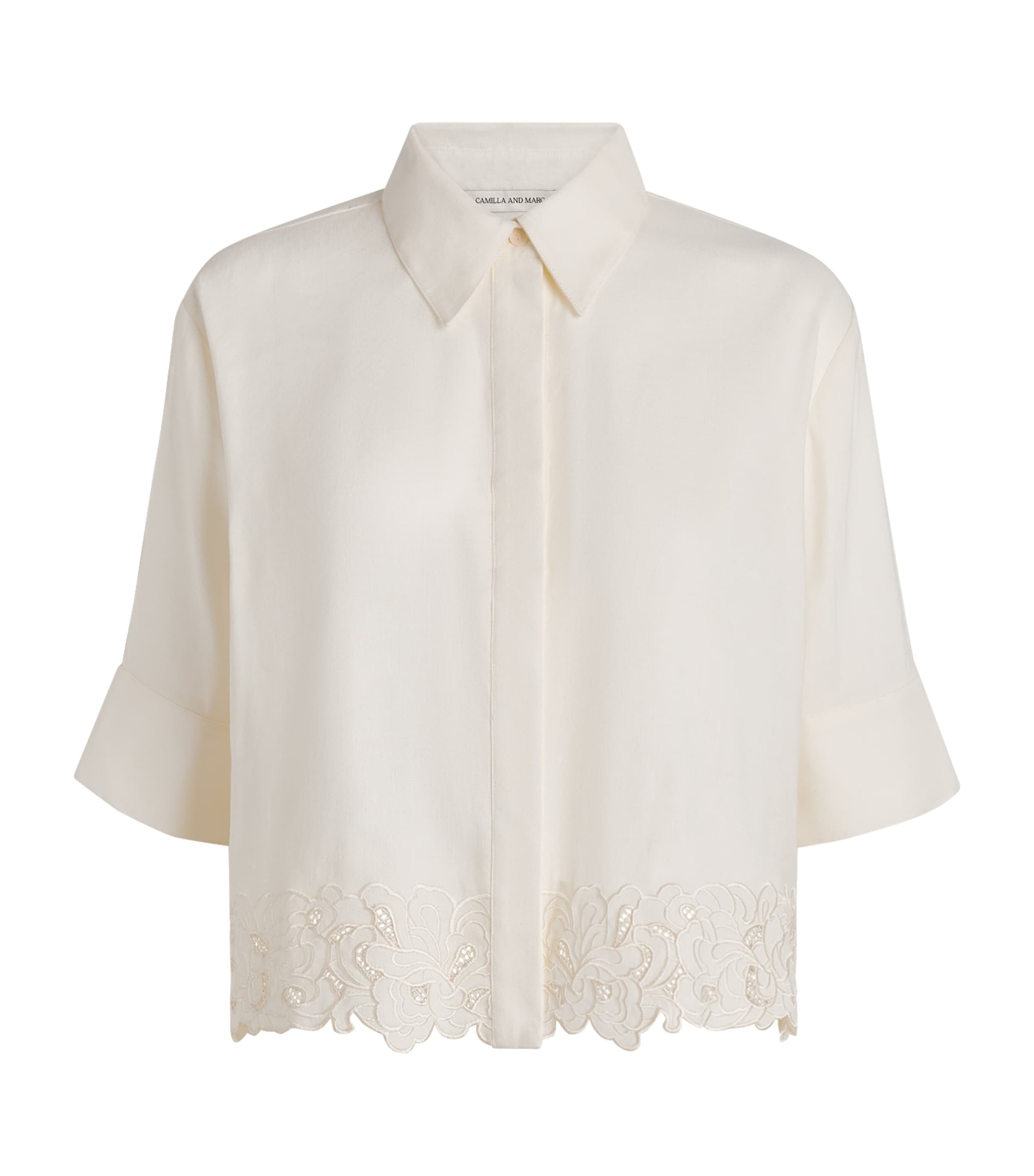 CAMILLA AND MARC Womens Linen-Blend Chara Cropped Shirt Cream Mcrm Image 1