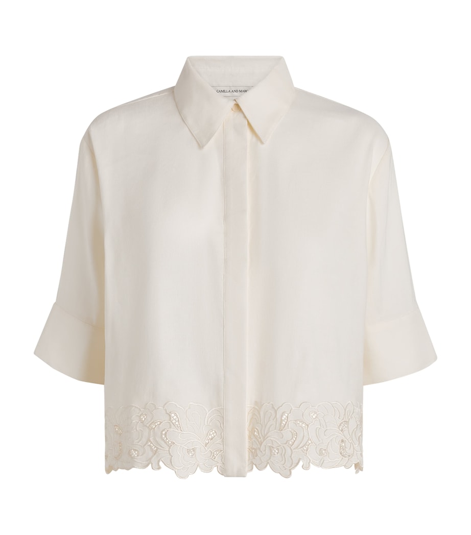CAMILLA AND MARC Womens Linen-Blend Chara Cropped Shirt Cream Mcrm Image 1