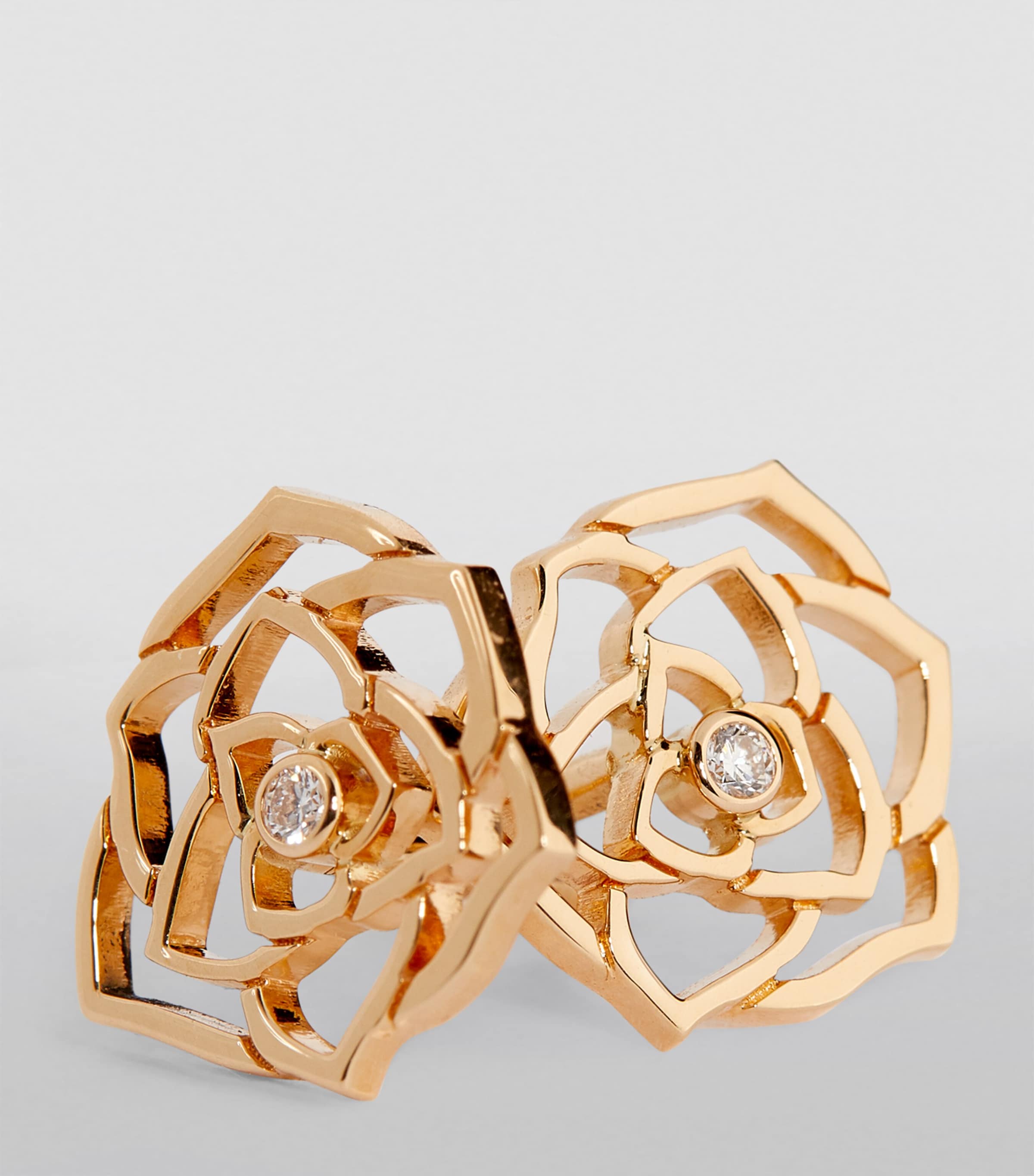 Rose Gold and Diamond Rose Earrings GOLD Image 6