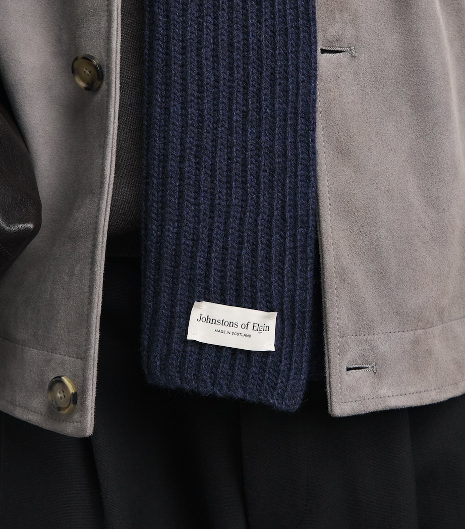Johnstons Of Elgin Cashmere Lovat Ribbed Scarf Barra Navy Image 3