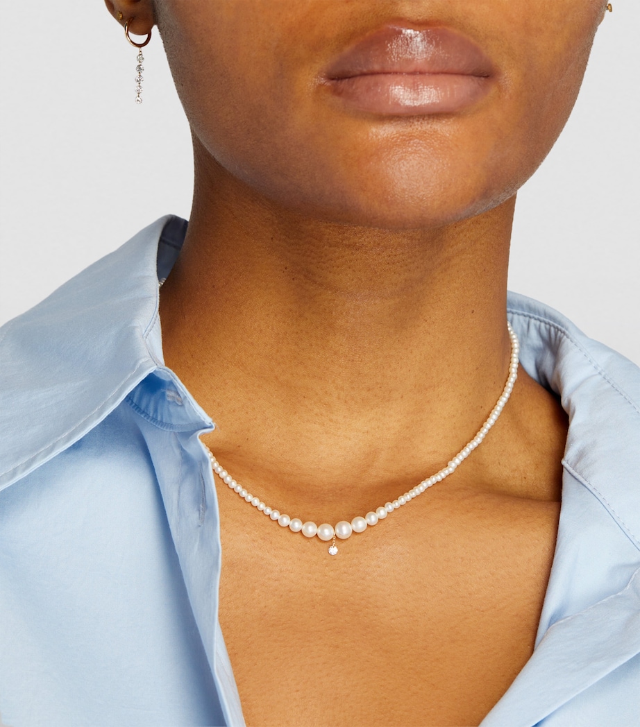 Yellow Gold, Diamond and Pearl Necklace YELLOW GOLD Image 3