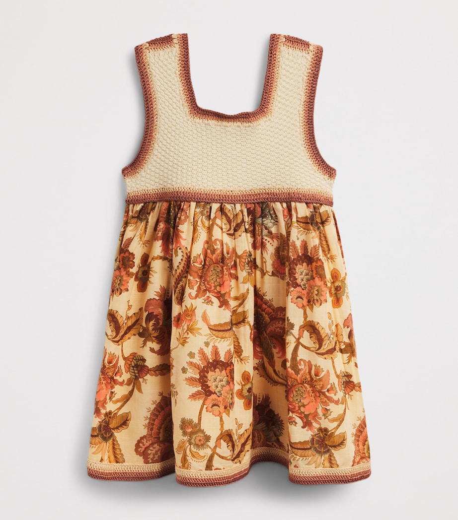 Zimmermann Kids Crochet-Trim Aster Dress (2-12 Years) Multi/jacobean Cream Image 2