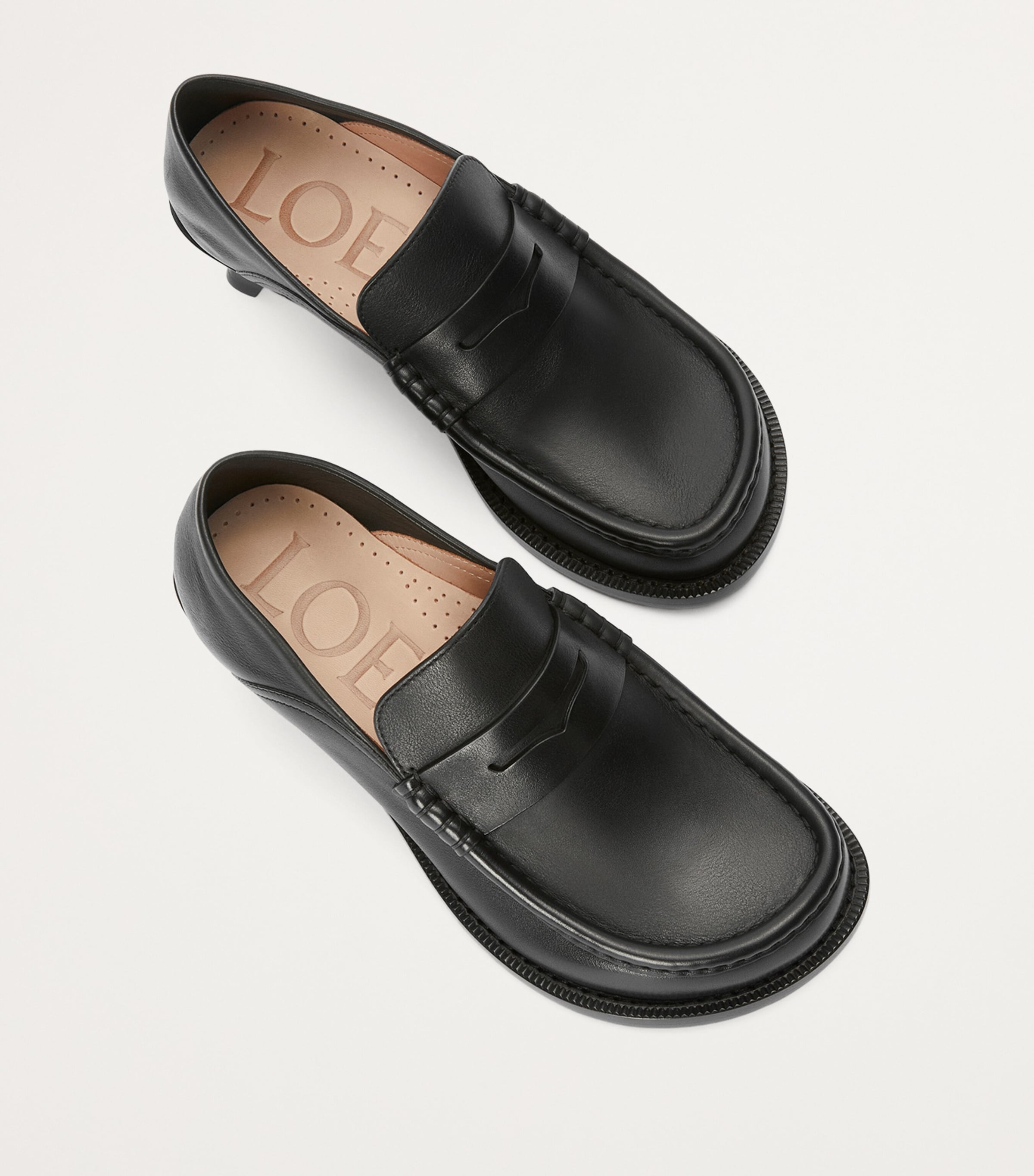 Leather Campo Heeled Loafers 40 BLACK Image 4