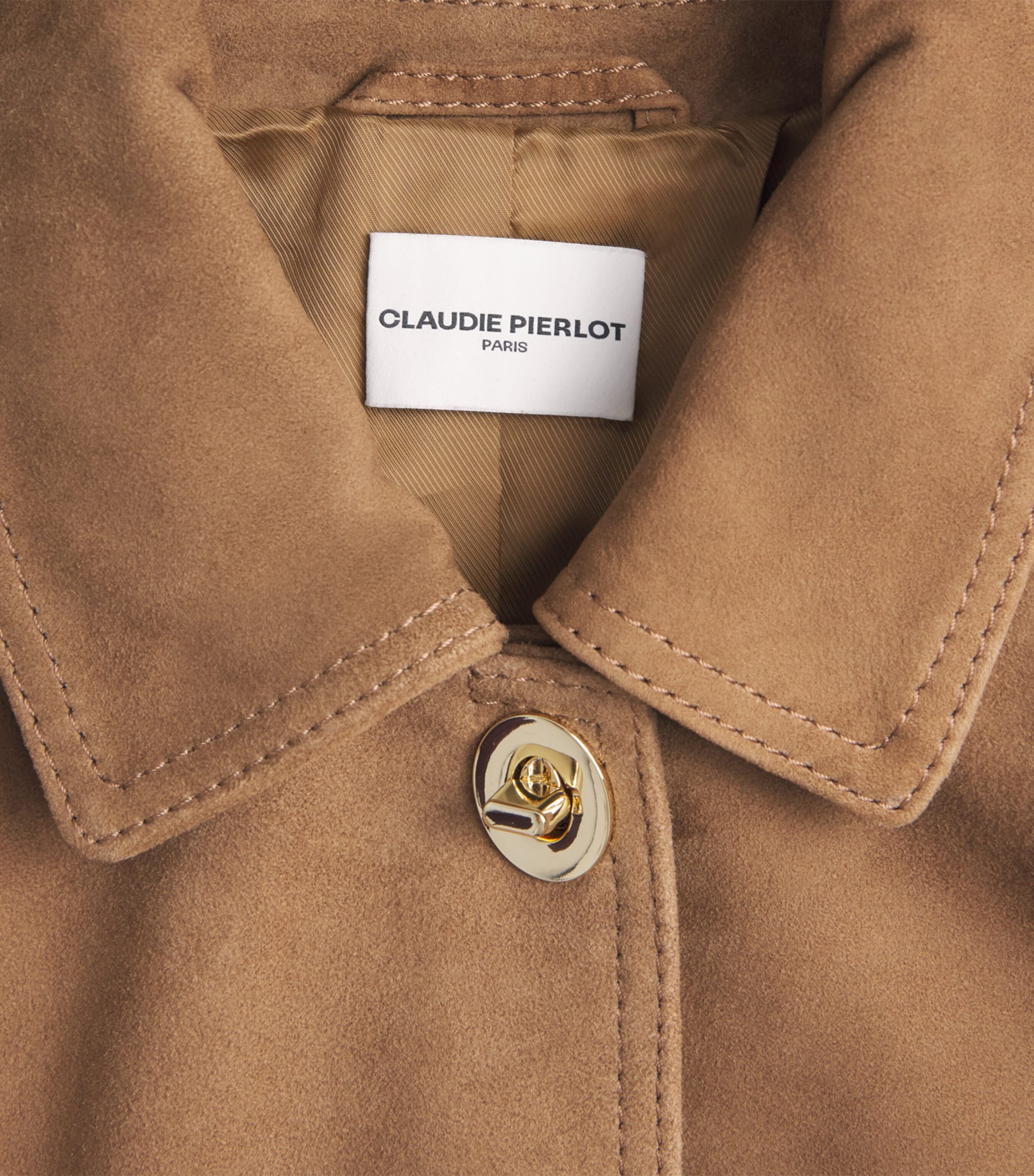 Claudie Pierlot Womens Suede Turnlock Jacket Beige Image 6