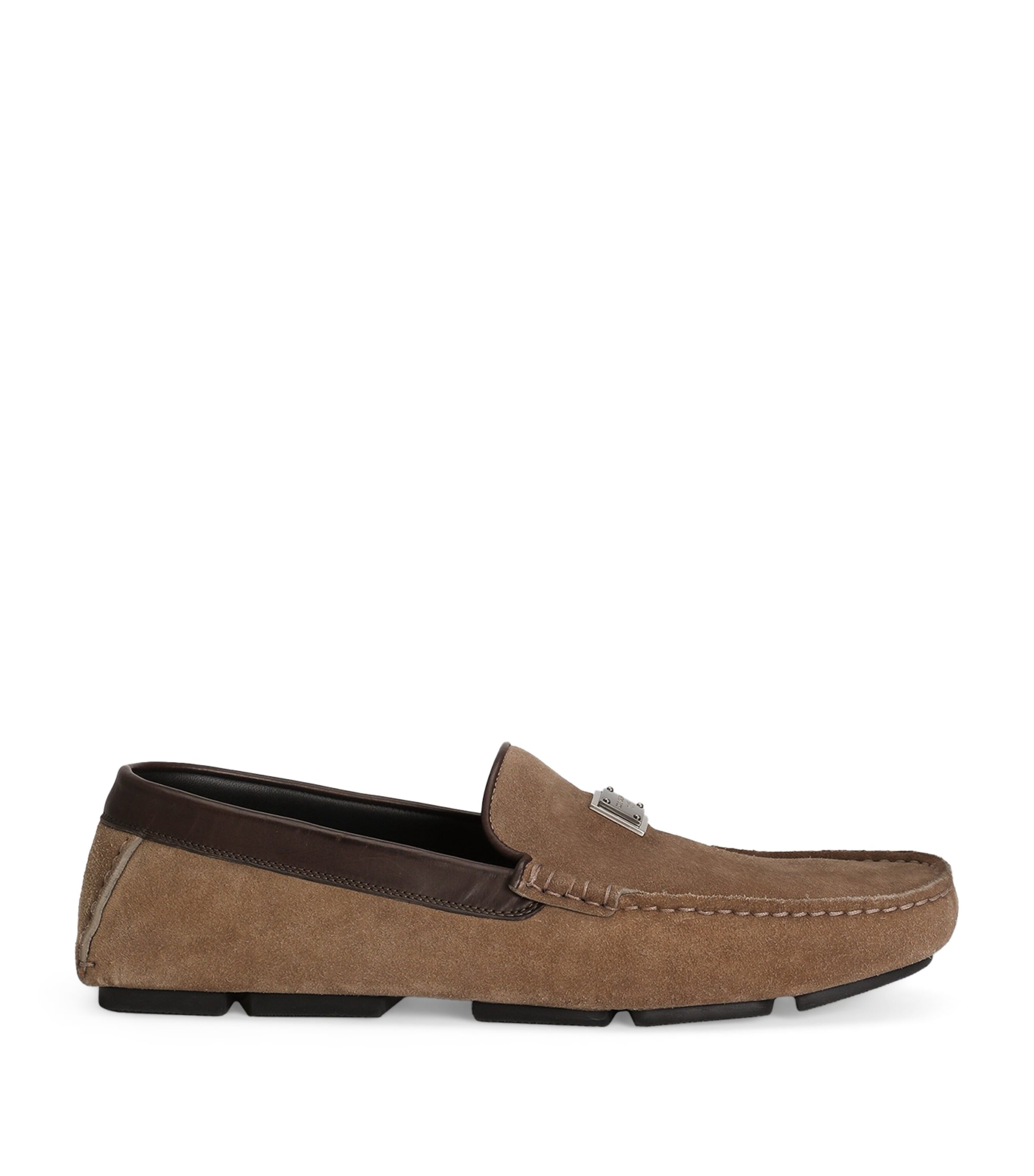Dolce&Gabbana Suede Logo Driving Shoes Hazel/bro Image 1