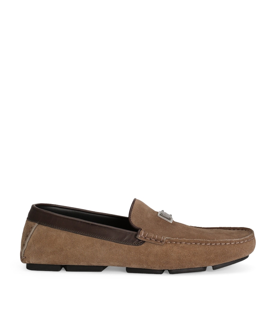 Dolce&Gabbana Suede Logo Driving Shoes Hazel/bro Image 1
