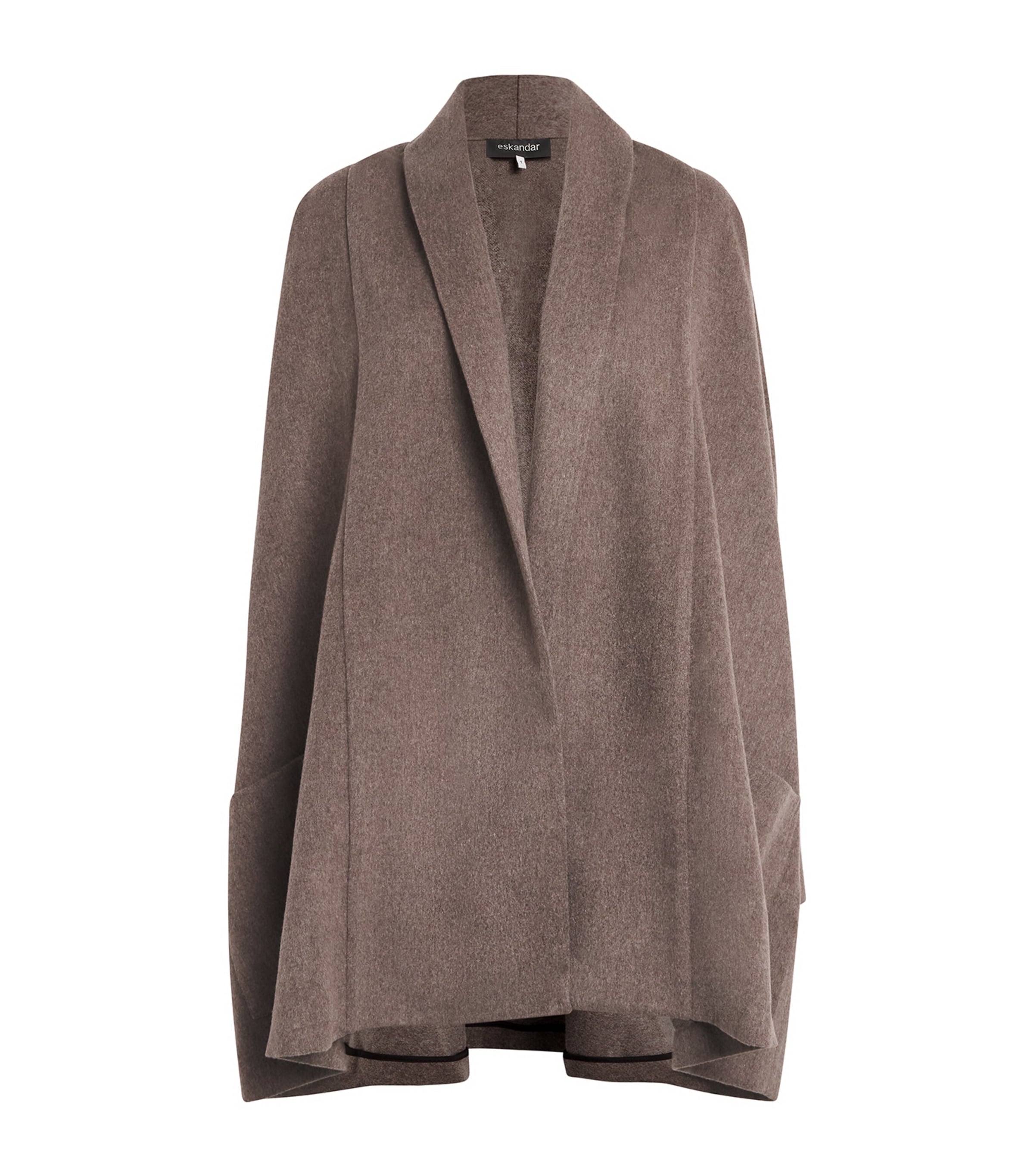 Eskandar Cashmere A-line Shawl Coat In Brown