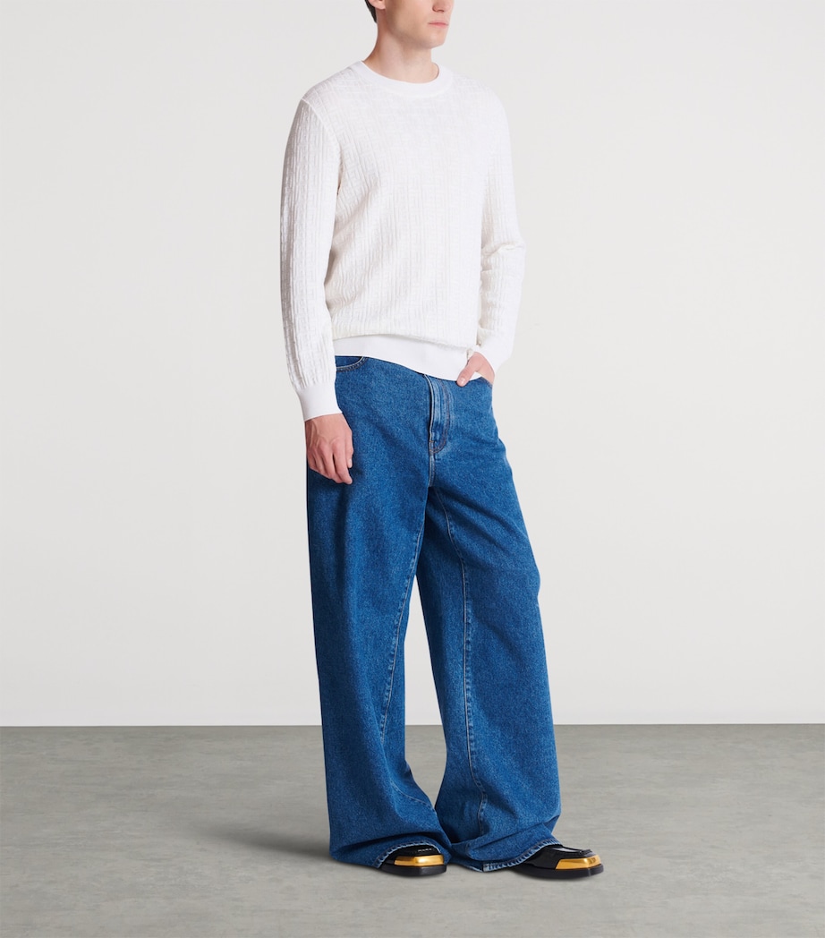 Wool-Linen-Blend Monogram Sweater 0KA NATUREL Image 2