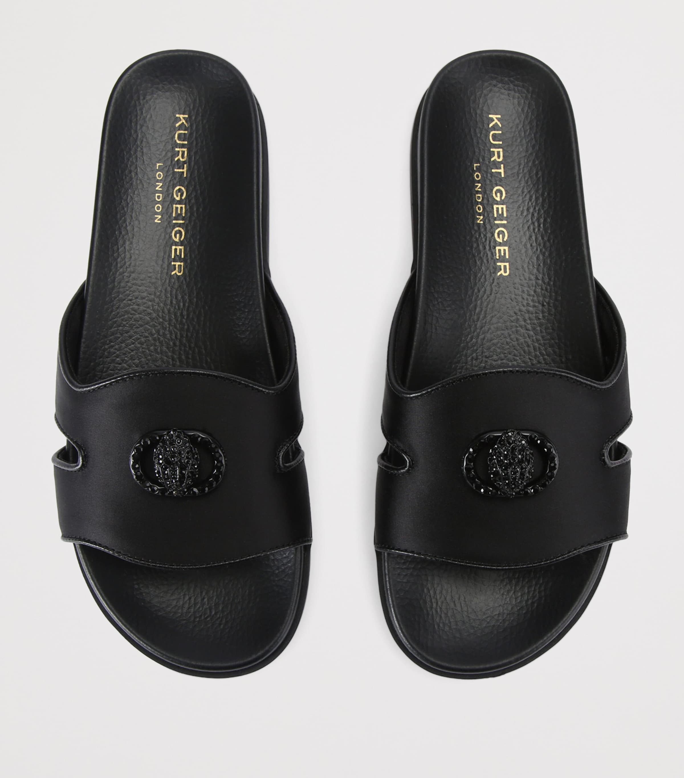 Kurt Geiger London Satin Cut-Out Chelsea Slides Black Image 4
