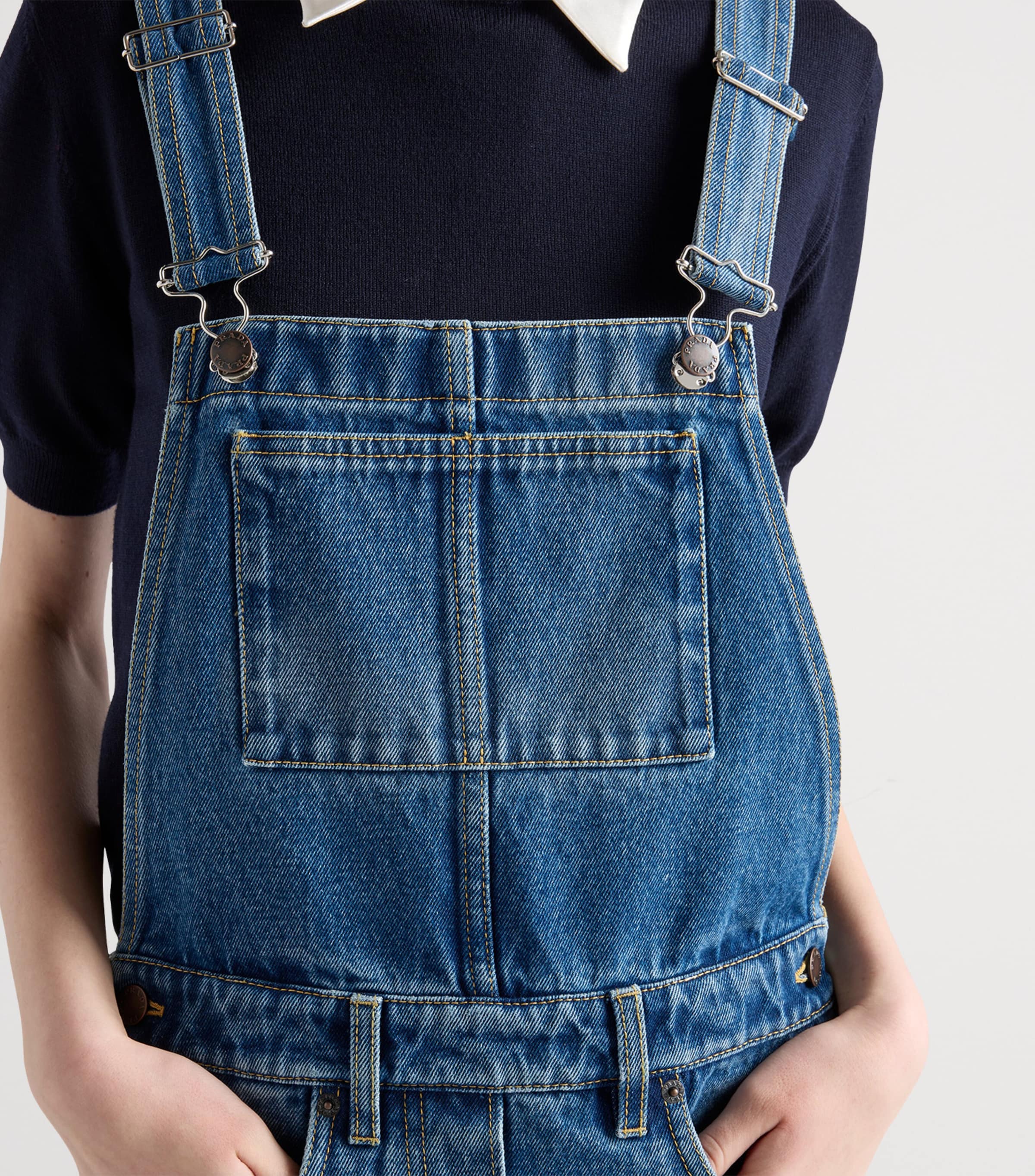 ワンピース PRADA Denim Dungarees Dress Prada Denim Dungaree Mini Dress | Harrods UK
