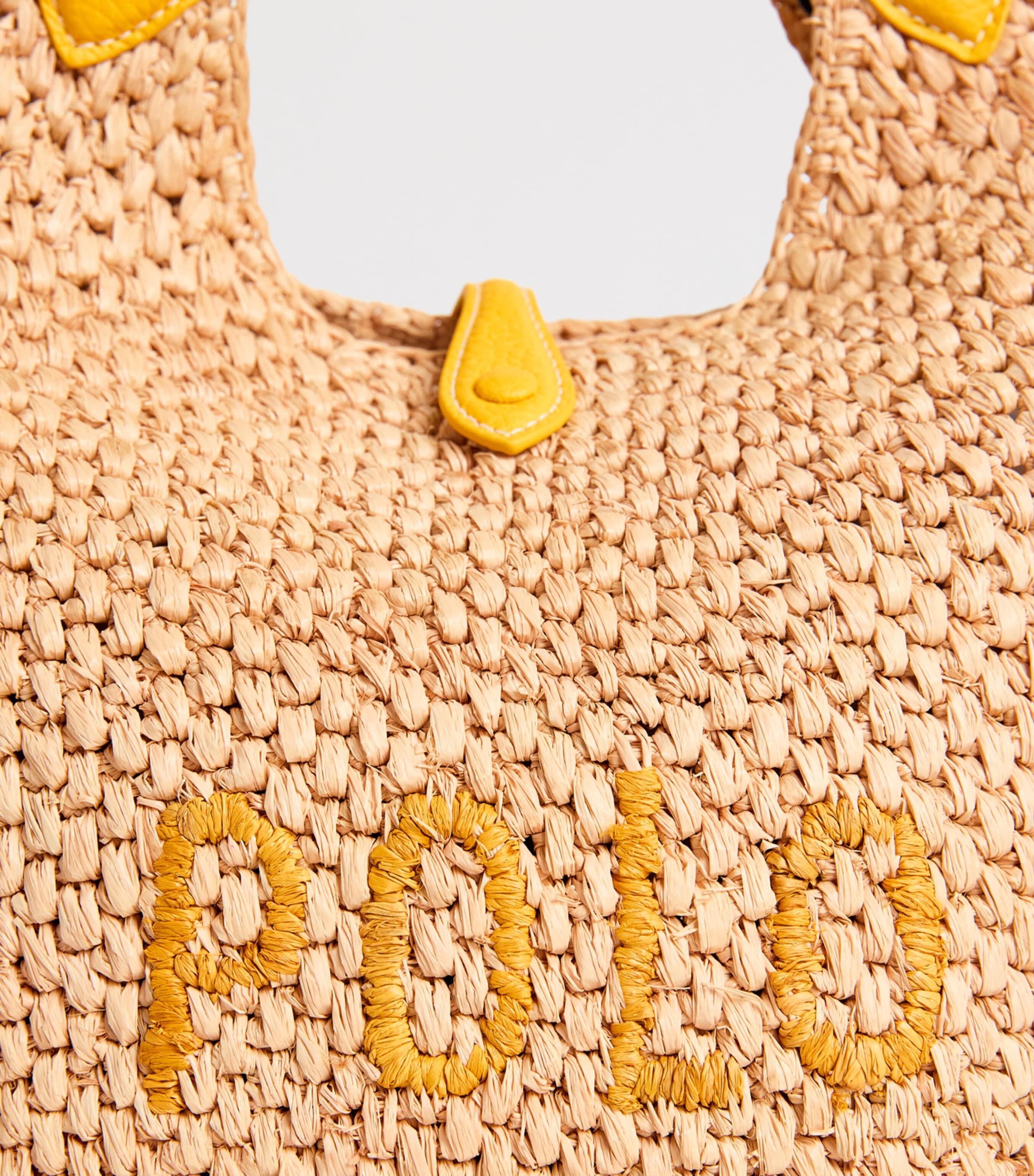 Medium Raffia Polo Play Tote Bag NATURL/CANARY YELLOW Image 6