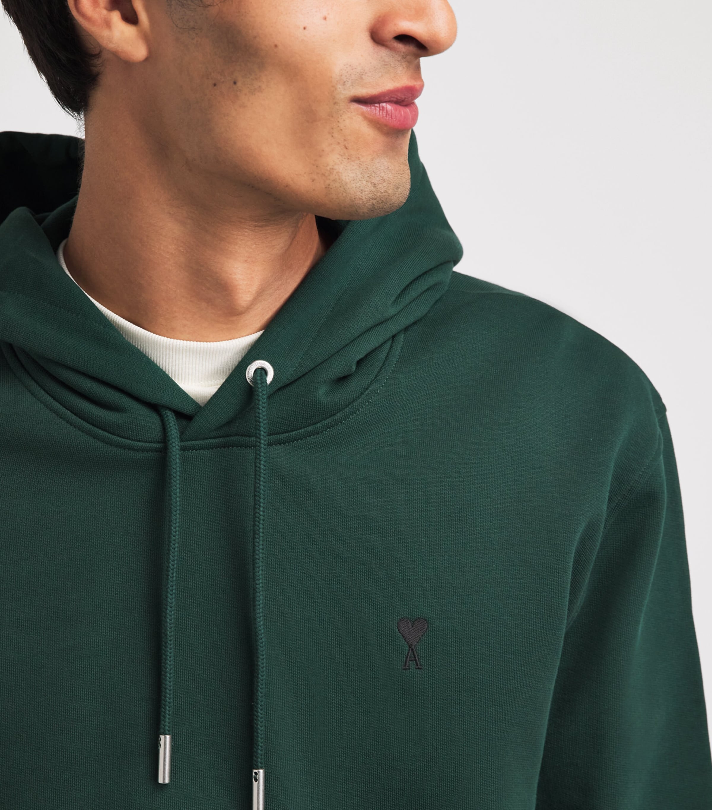 AMI Paris Mens Ami de Coeur Hoodie Vert Btlle/noir Image 3