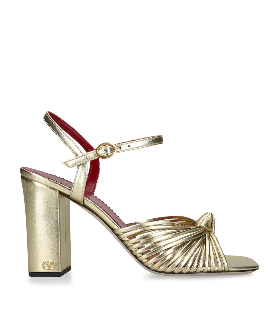Valentino Garavani Leather Annet Heeled Sandals 90 Gold