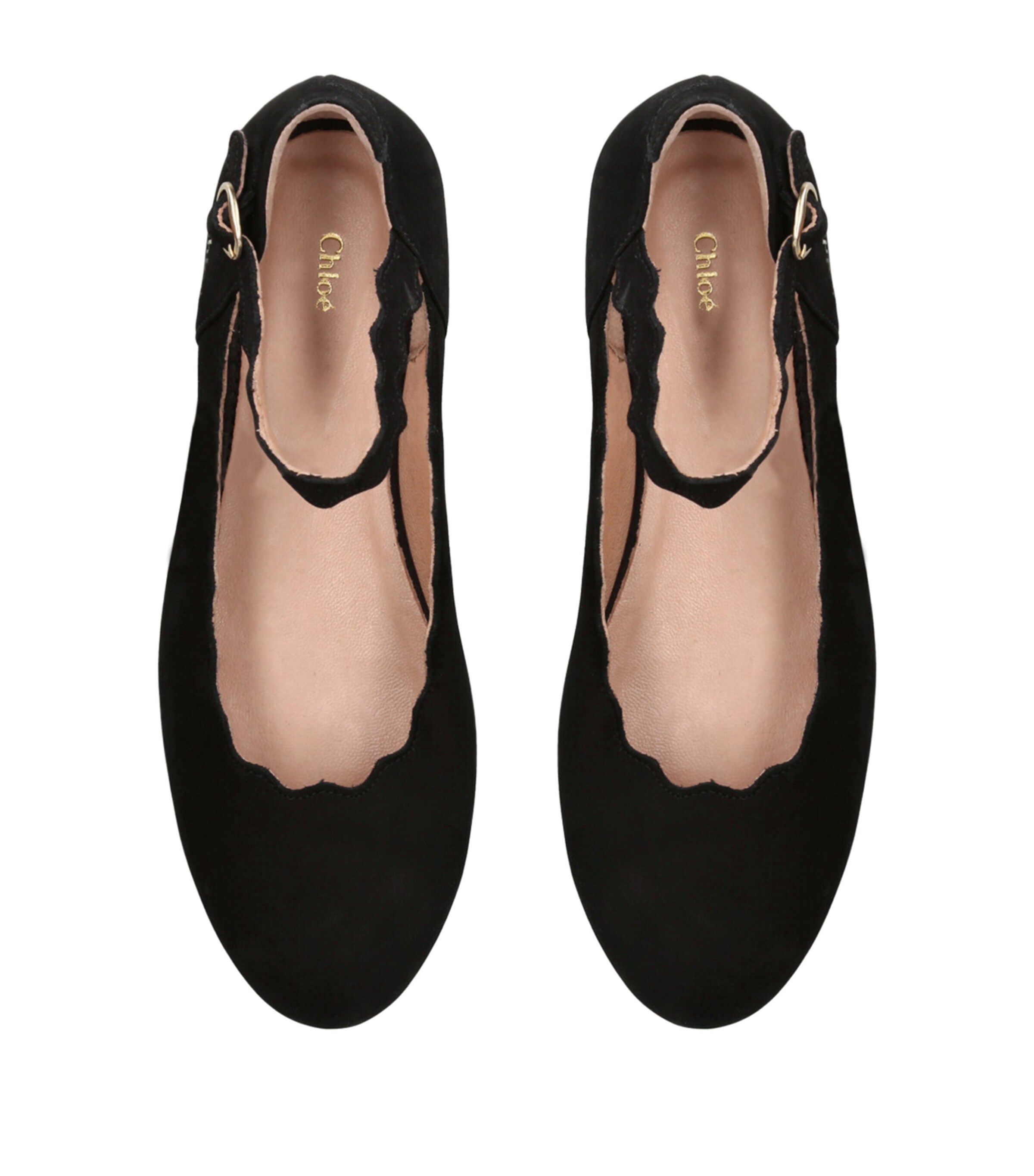 Chloé Kids Leather Scalloped Ballet Flats Black Image 4