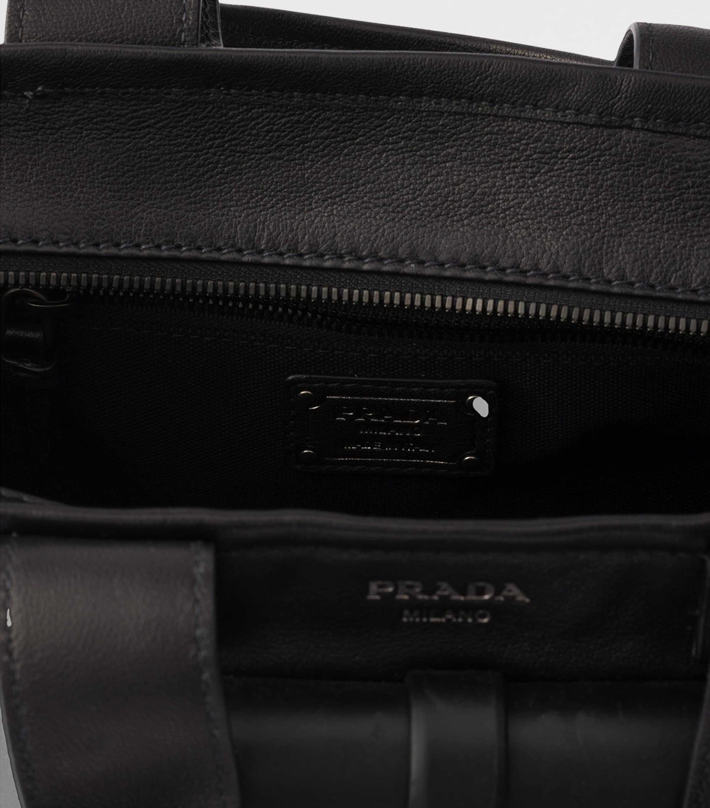 Prada Medium Leather Route Tote Bag Black Image 4