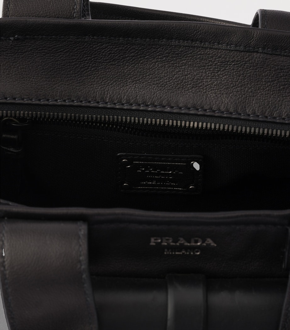 Prada Medium Leather Route Tote Bag Black Image 4