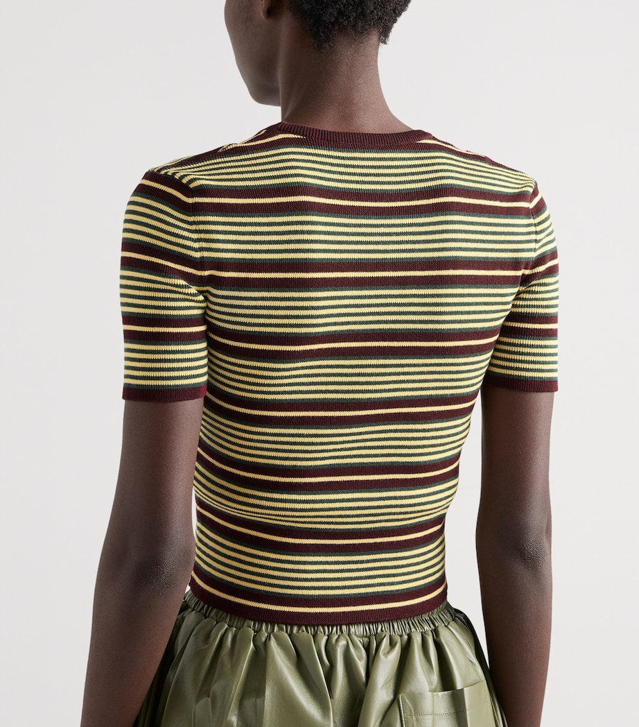 Prada Womens Short-Sleeve Stripe Sweater Image 5