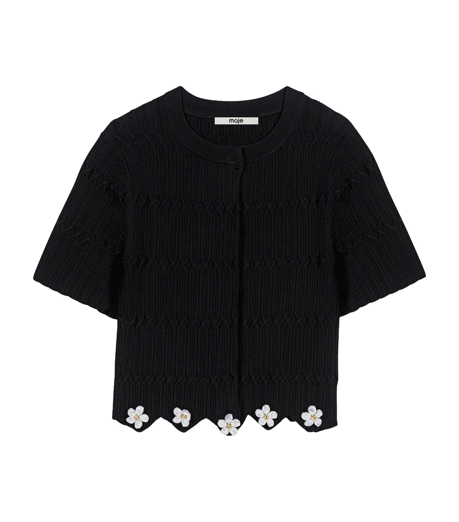 Maje Womens Short-Sleeve Daisy Cardigan Black Image 1