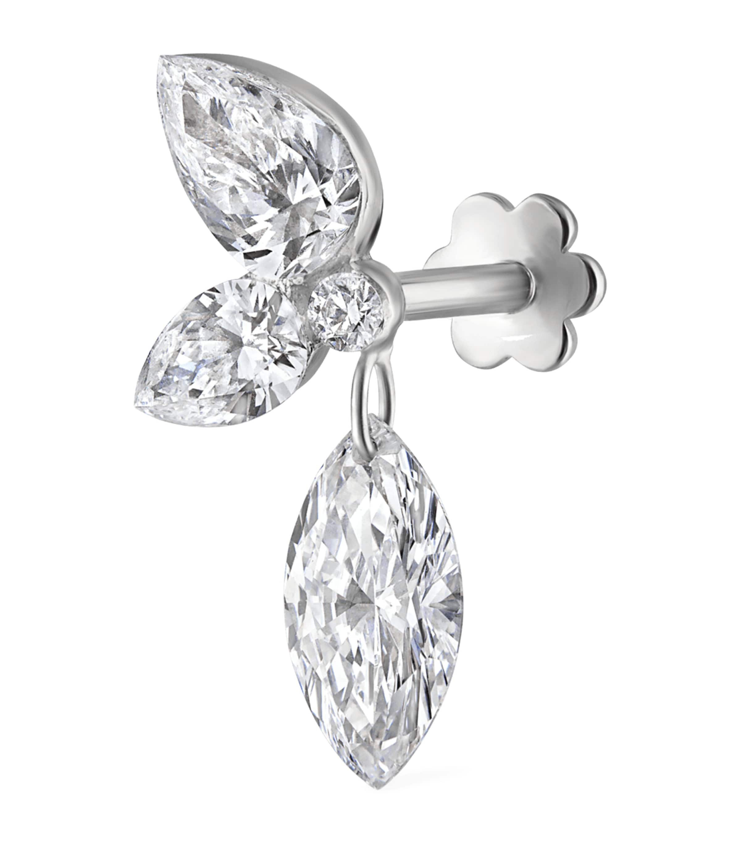 Maria Tash Grand Marquise Pear Diamond Echo Earring In Metallic