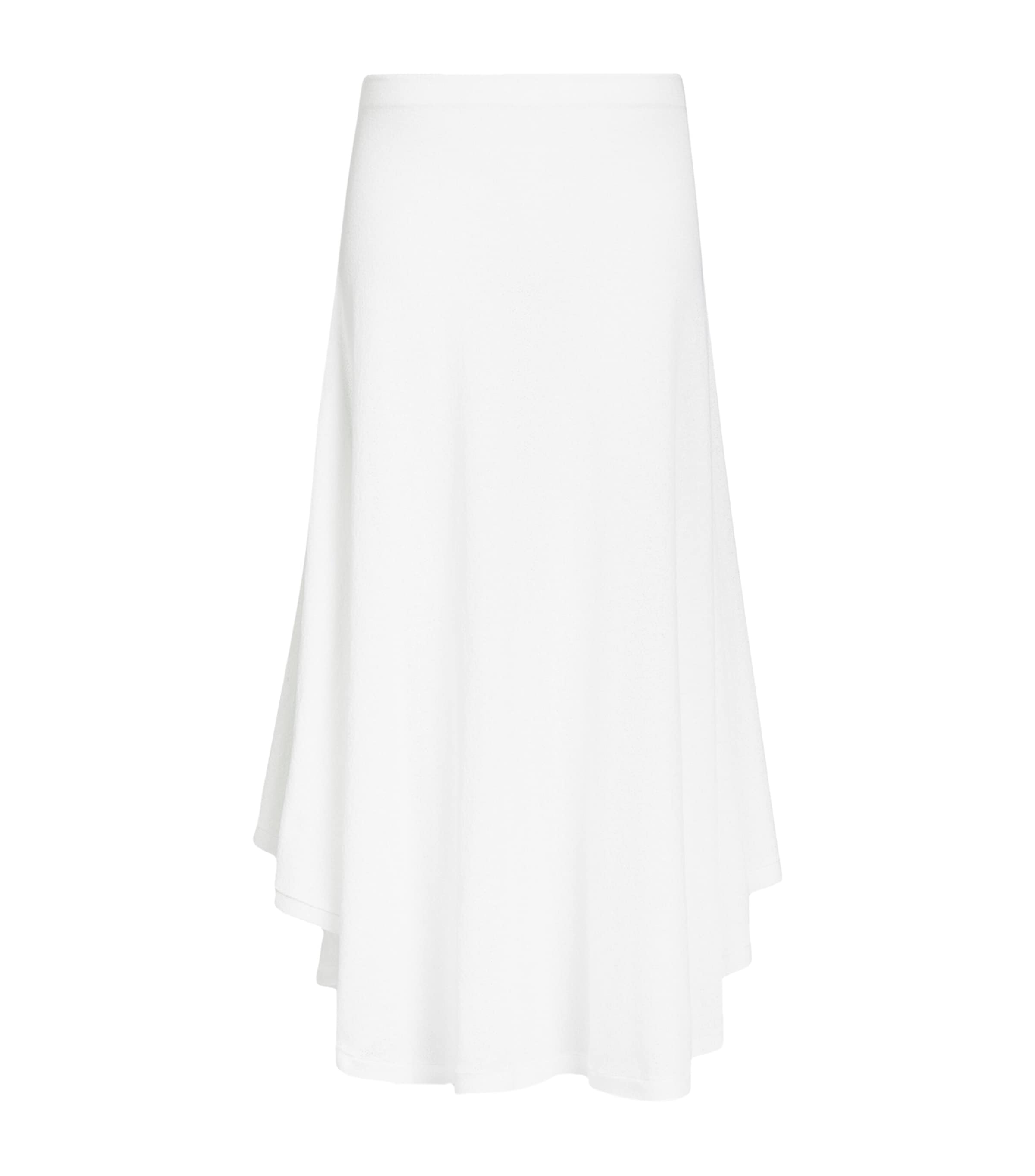 Alaïa Womens Crepe Asymmetric Maxi Skirt Natural White Image 1