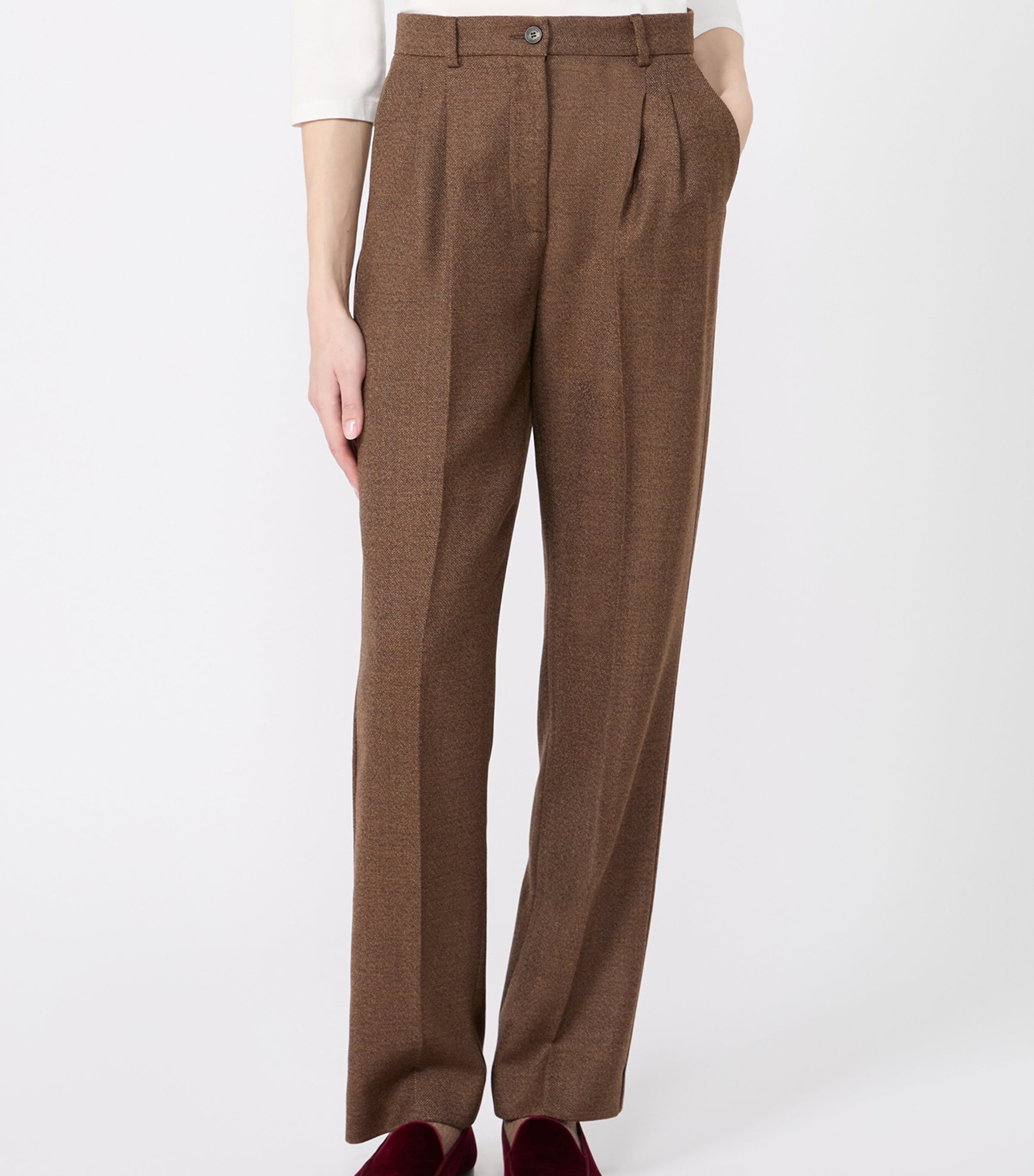 Weekend Max Mara Womens Virgin Wool Trousers Brown Image 2