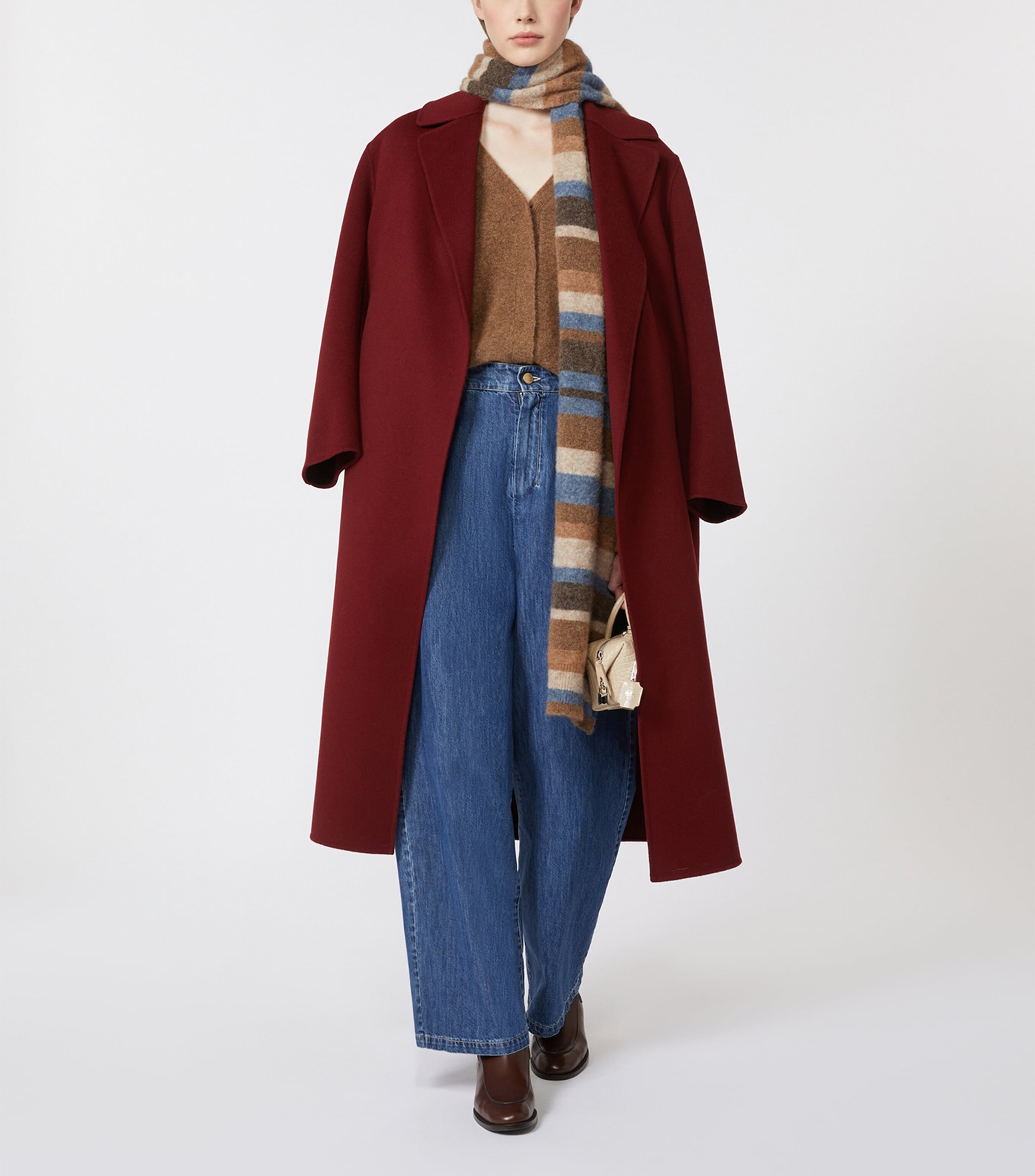 Virgin Wool Belted Coat RASPBERRY Image 3