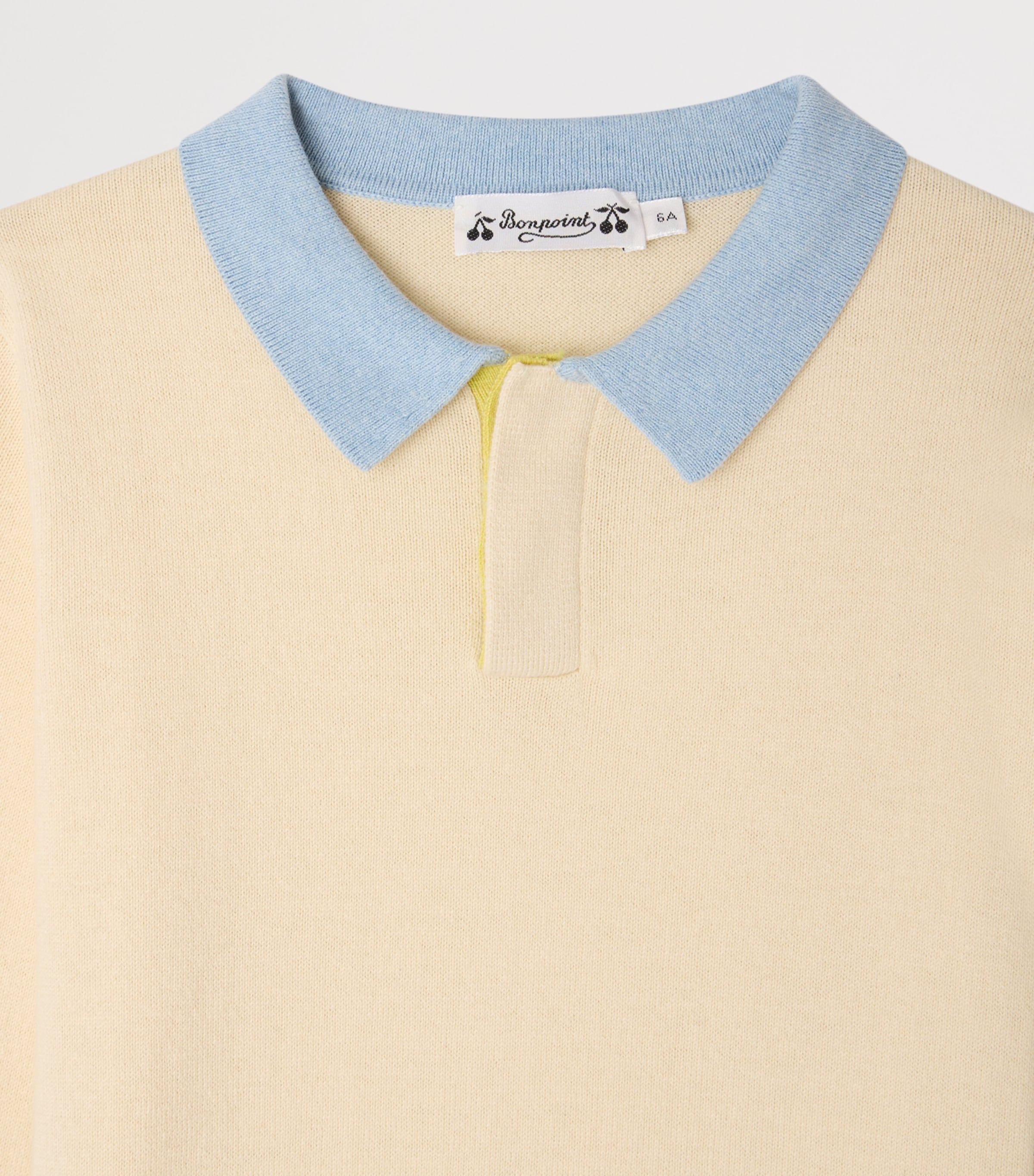 Bonpoint Long-Sleeve Polo Shirt (4-8 Years) Upb Ecru Image 3