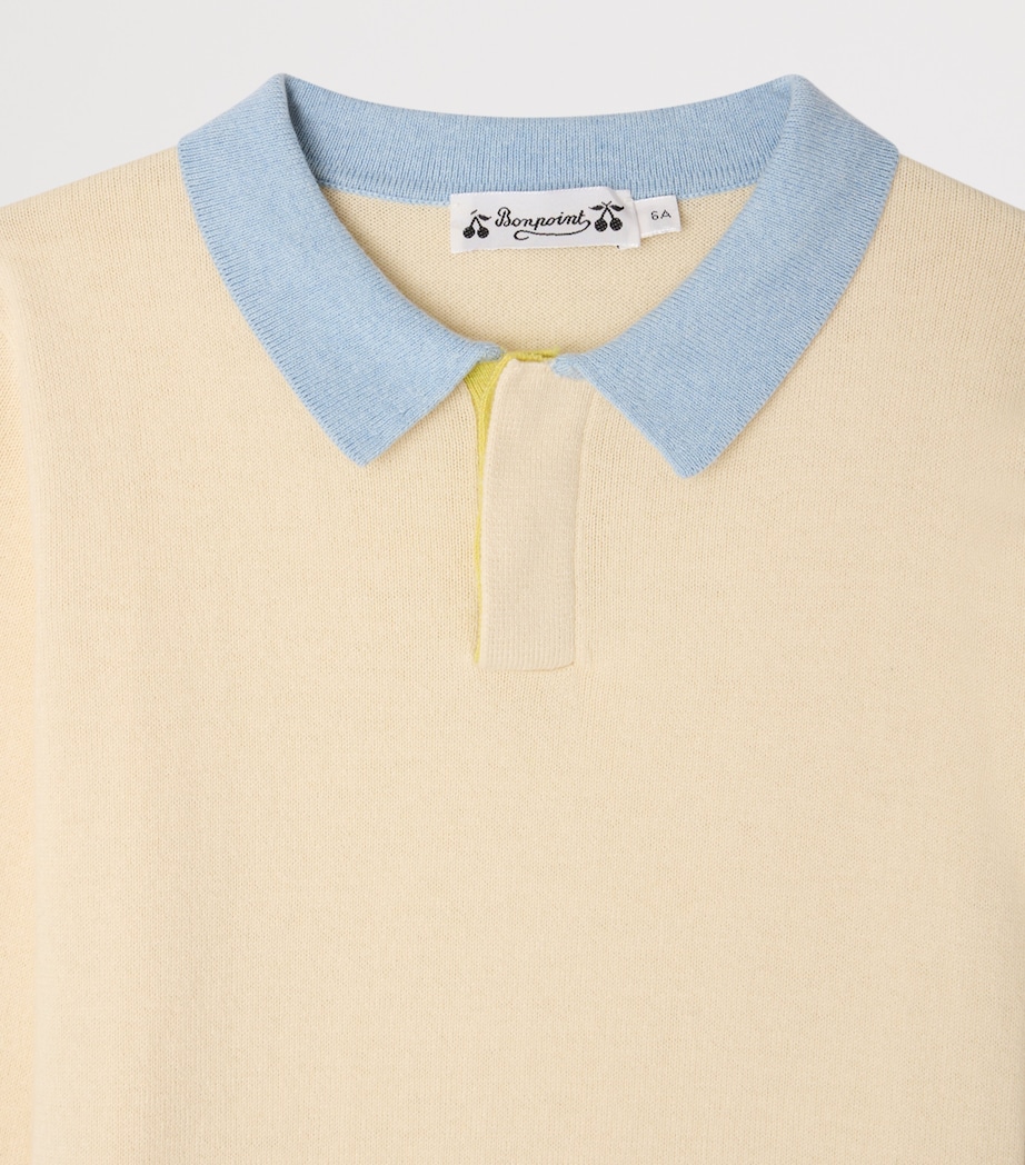Bonpoint Long-Sleeve Polo Shirt (4-8 Years) Upb Ecru Image 3