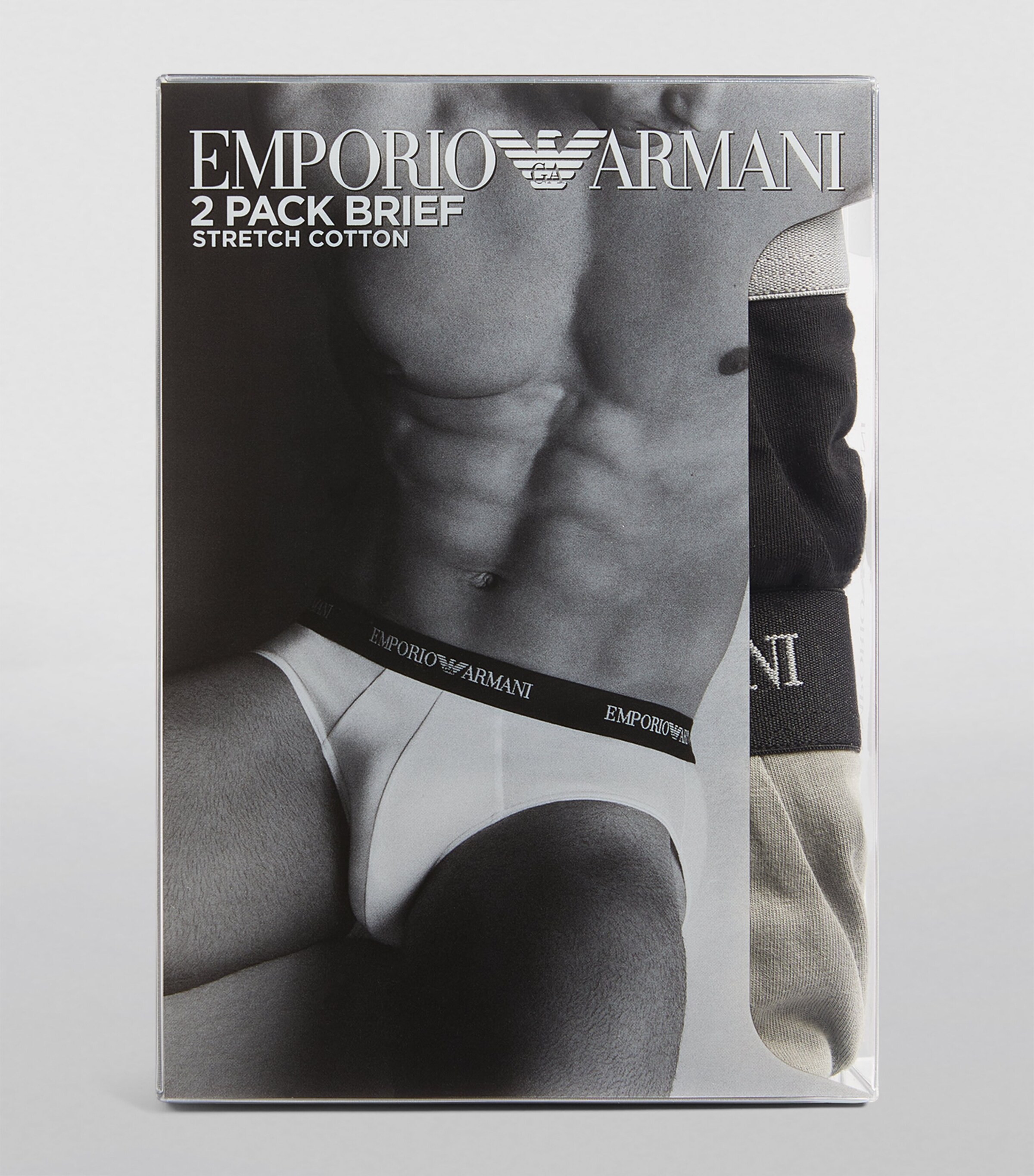 Stretch-Cotton Briefs (Pack of 2) 03320 BLK/GRY Image 4