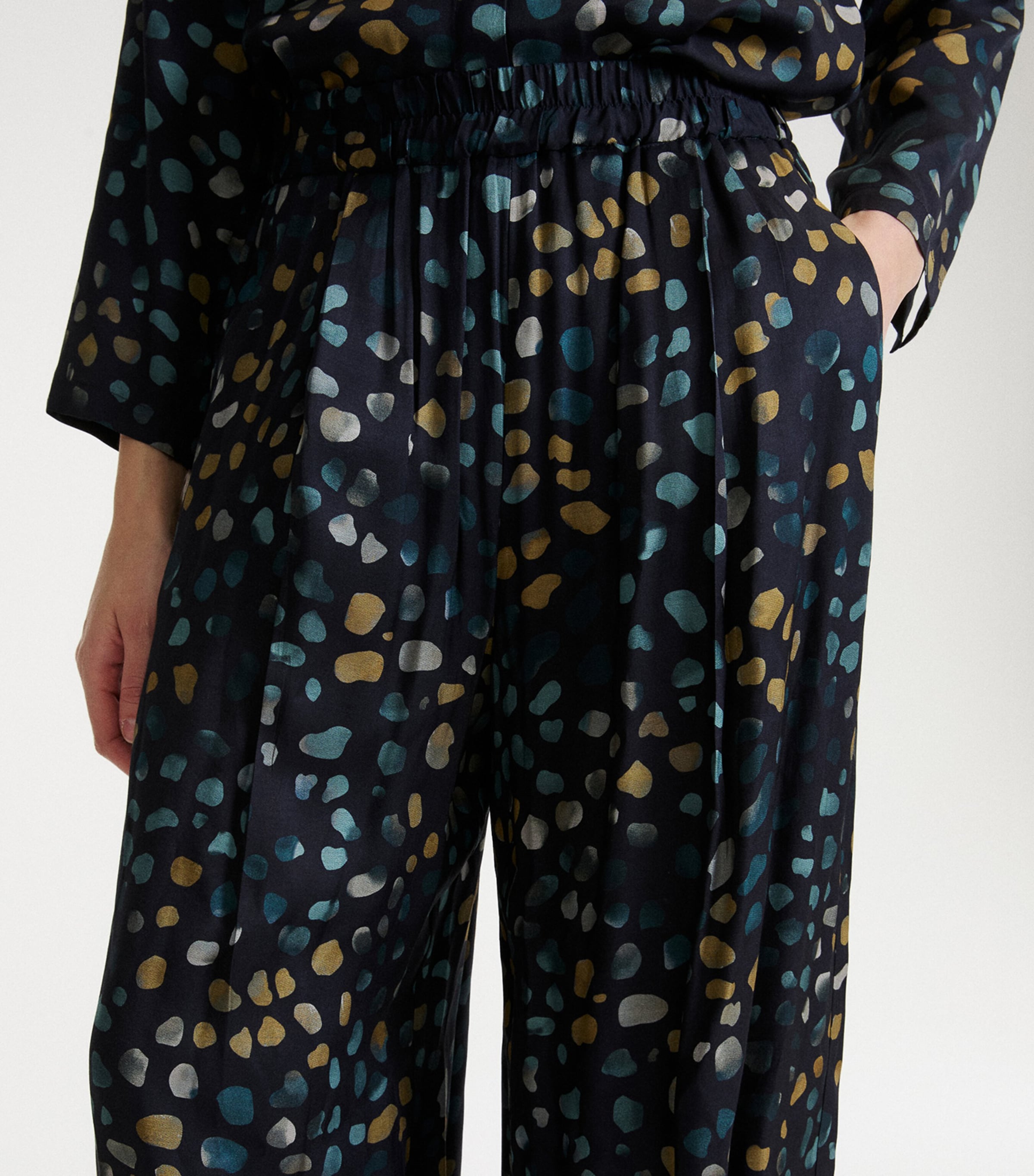 Marella Womens Twill Printed Trousers Navy Image 5